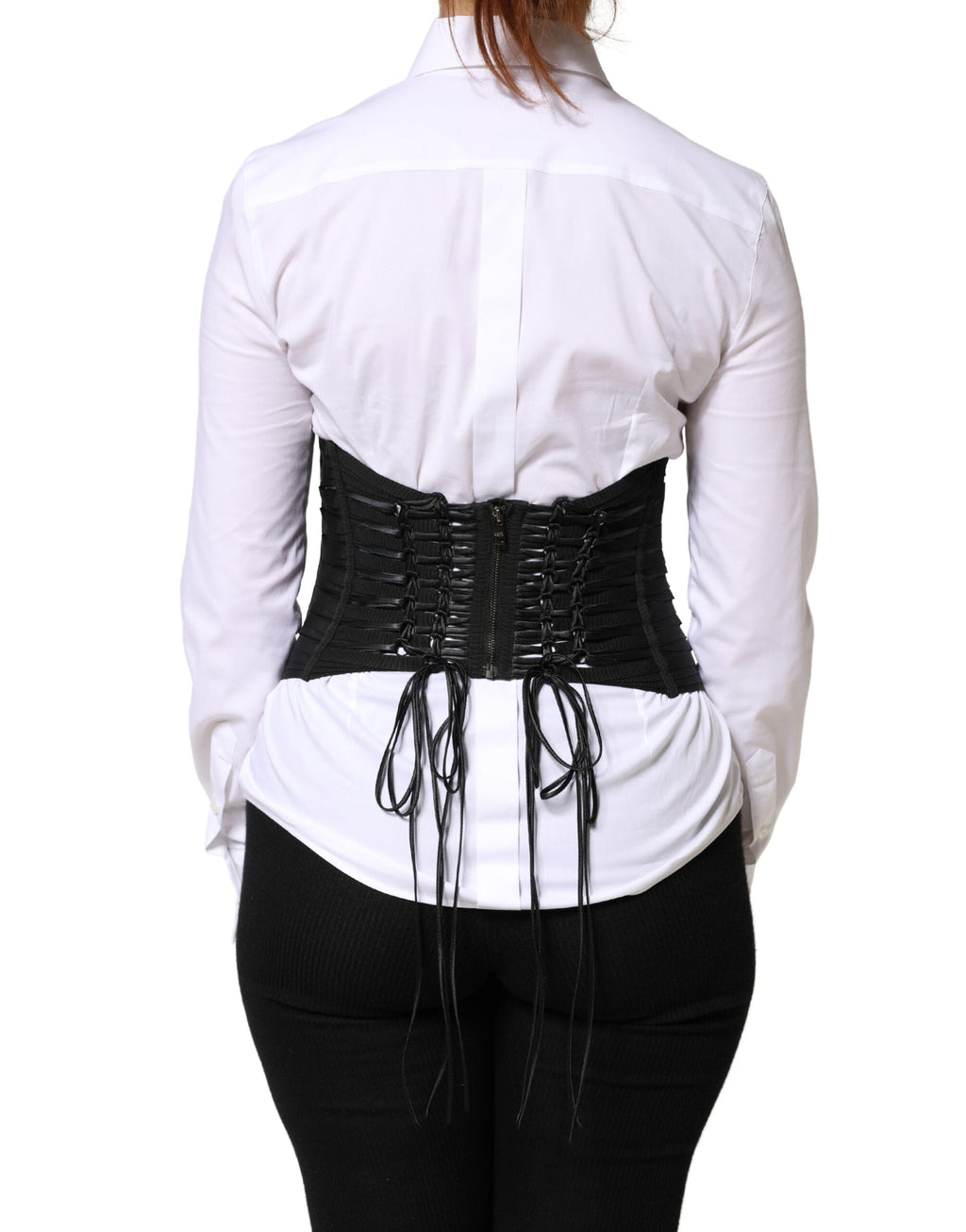 Haut corset laçé Dolce & Gabbana en polyester noir avec ceinture corset