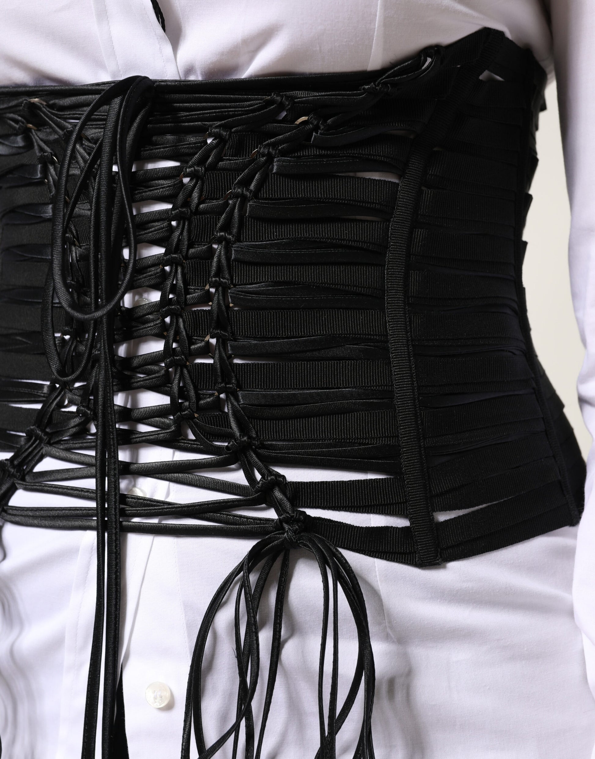 Haut corset laçé Dolce & Gabbana en polyester noir avec ceinture corset