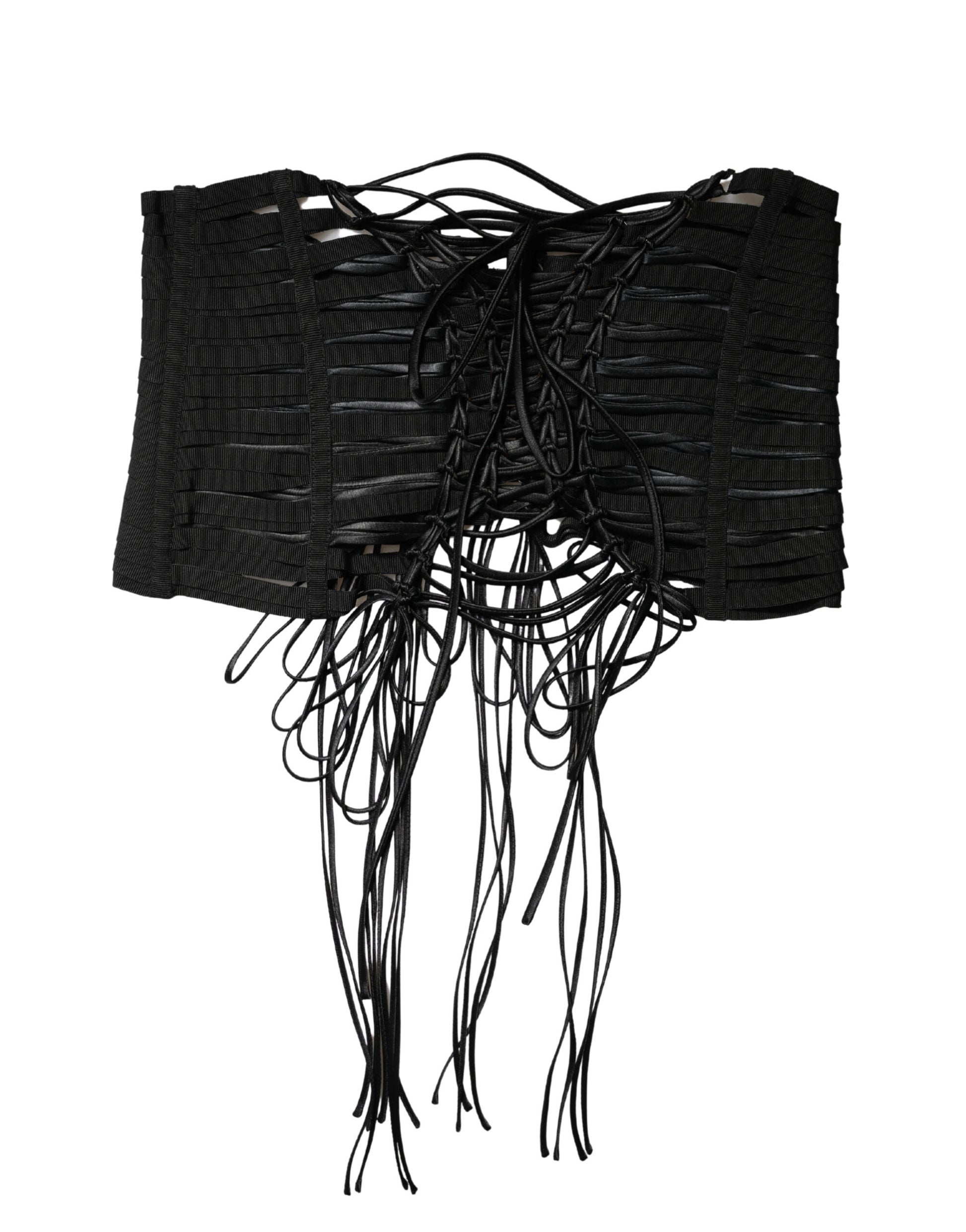 Haut corset laçé Dolce & Gabbana en polyester noir avec ceinture corset