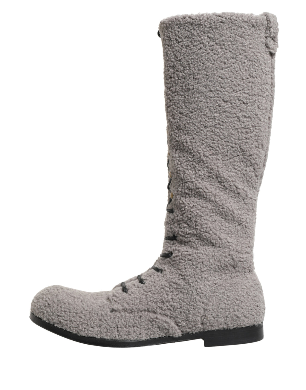 Bottes hautes à lacets Dolce & Gabbana grises en peau lainée