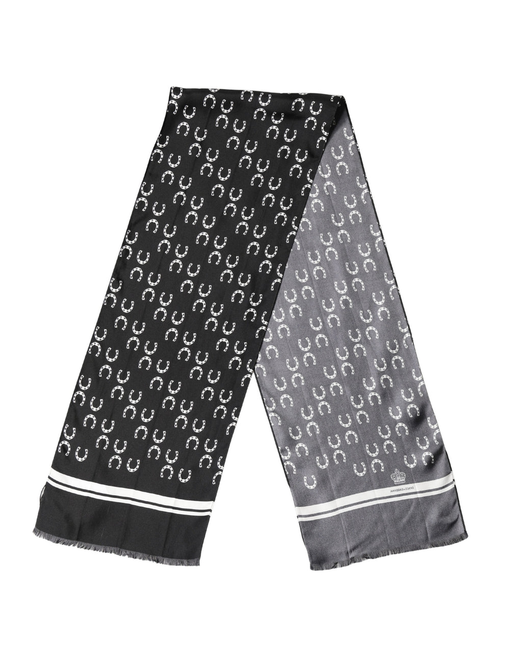 Foulard de cou en soie noir fer à cheval Dolce & Gabbana 136cm x 23cm Écharpe homme