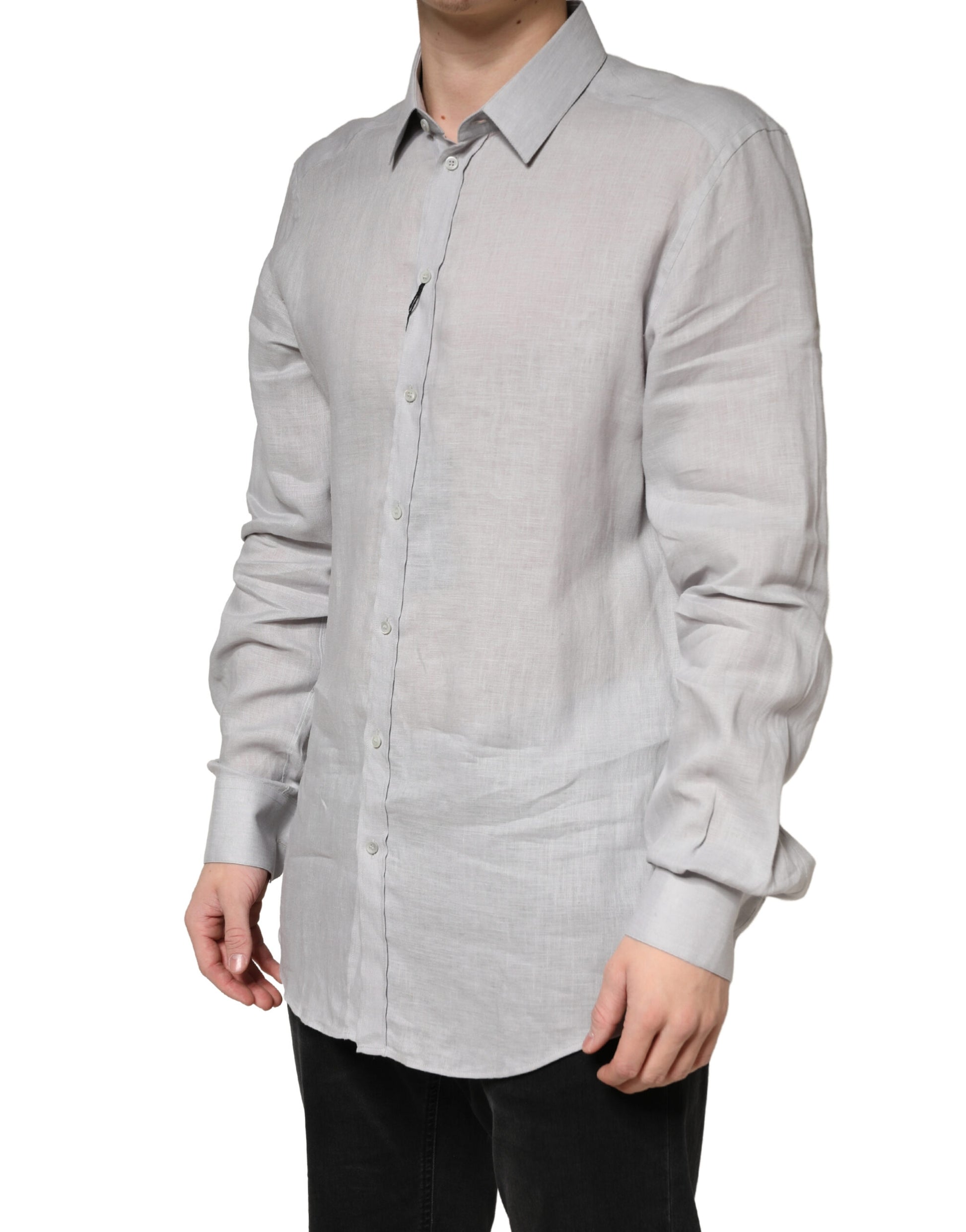 Dolce & Gabbana Grey Dress Shirt for Men detail view