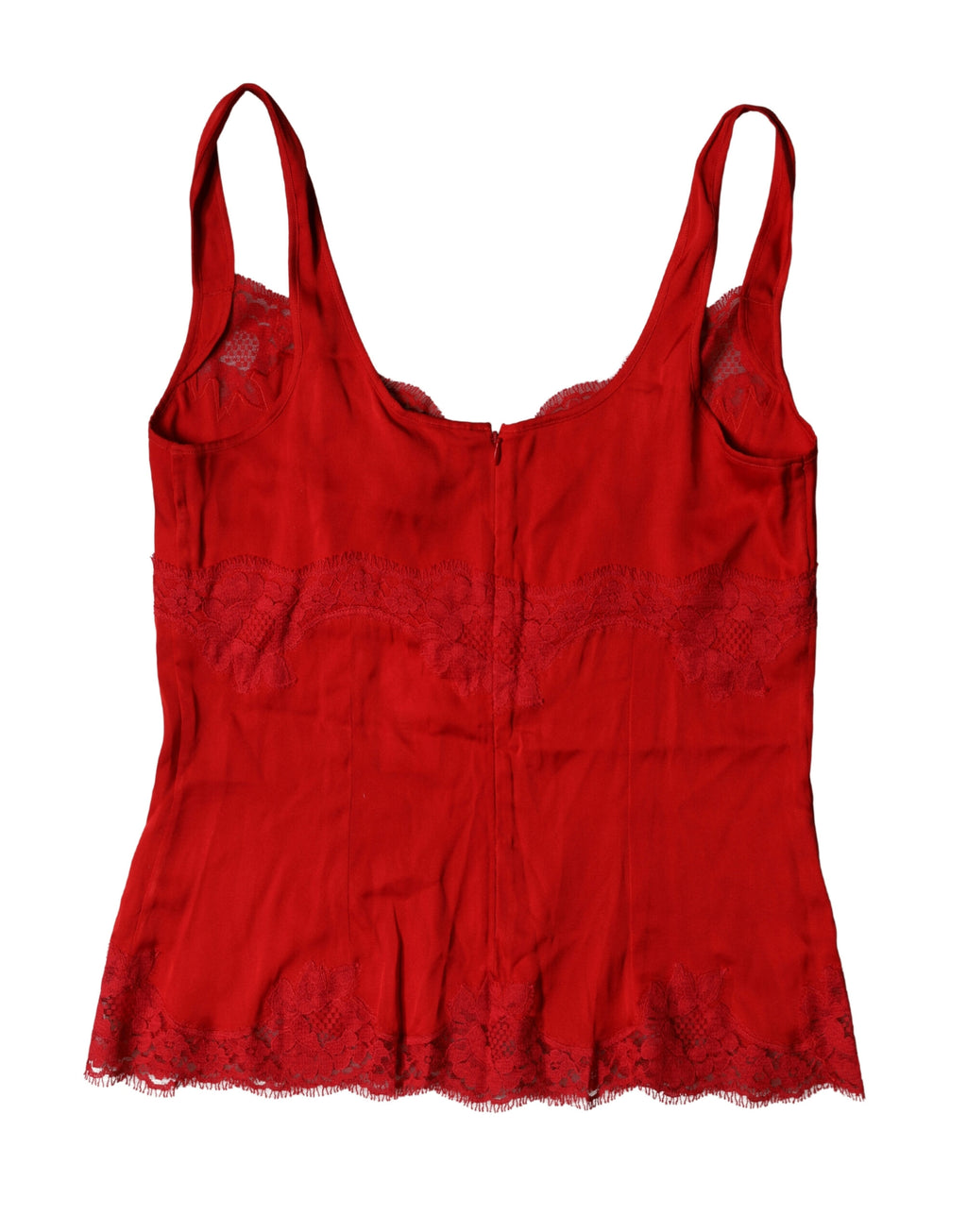 Haut de lingerie en dentelle florale en soie rouge Dolce & Gabbana