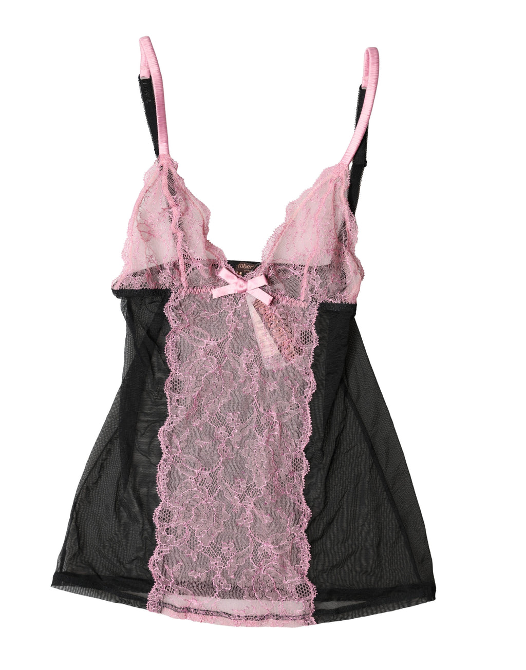 Haut de Lingerie Roberto Cavalli Noir et Rose à Fleurs en Dentelle