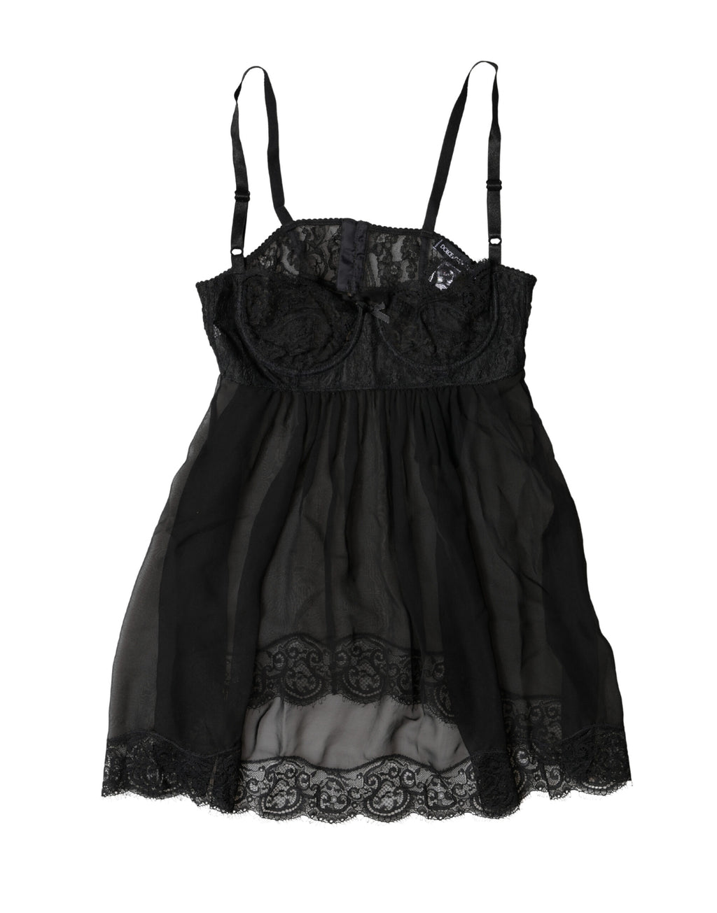 Dolce & Gabbana Haut de lingerie en soie noire et dentelle florale