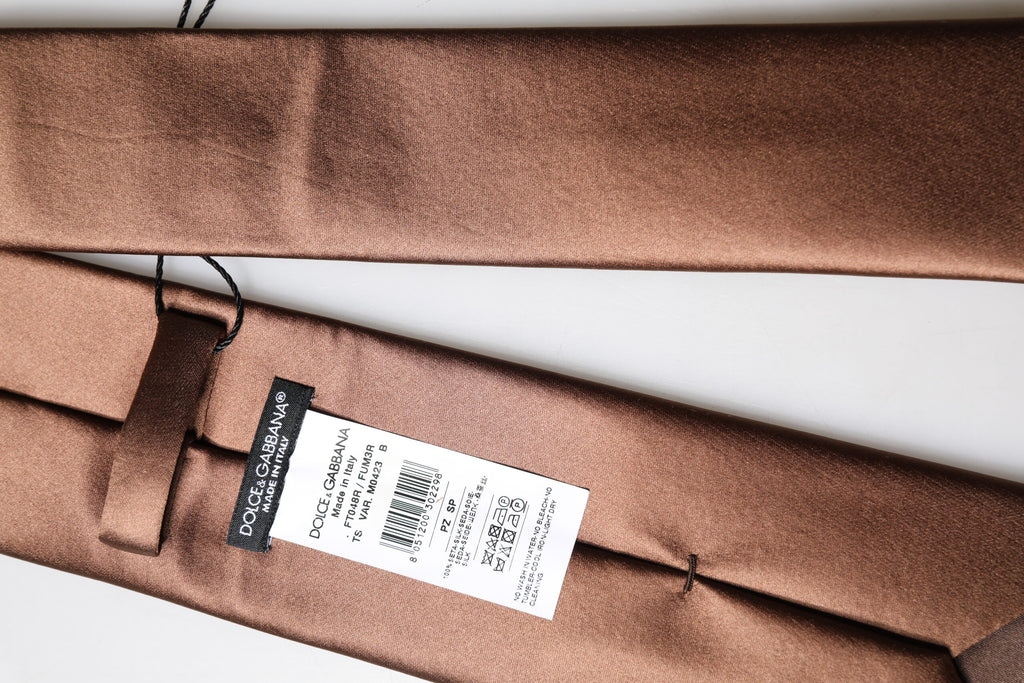 Cravate pour homme large et ajustable en satin marron 100 % soie Dolce & Gabbana