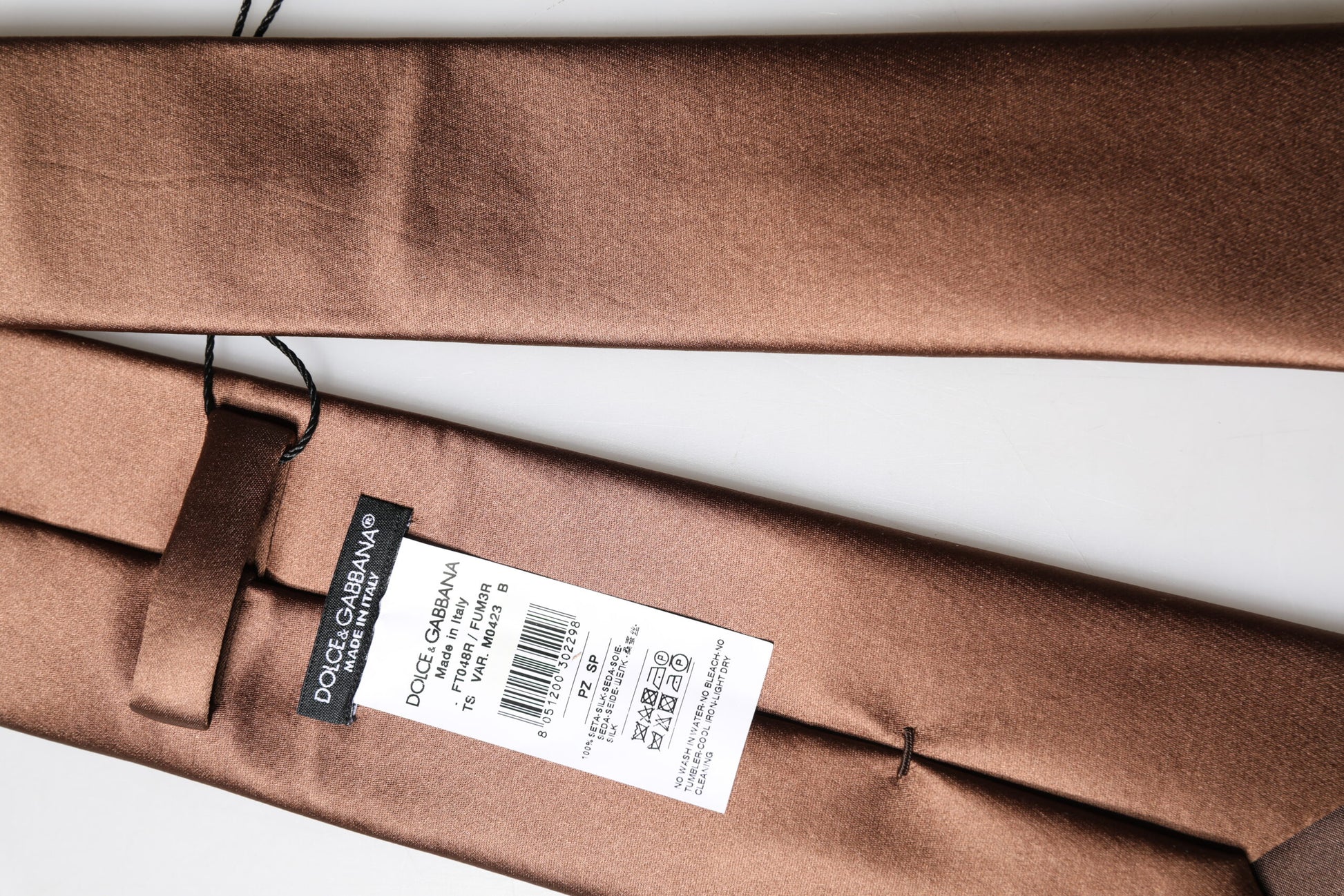 Cravate pour homme large et ajustable en satin marron 100 % soie Dolce & Gabbana