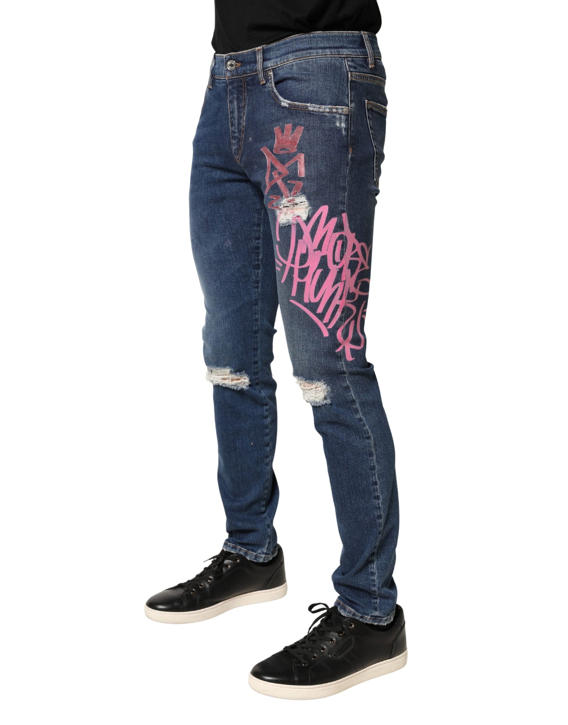 Dolce & Gabbana Blue Skinny Jeans for Men detail view