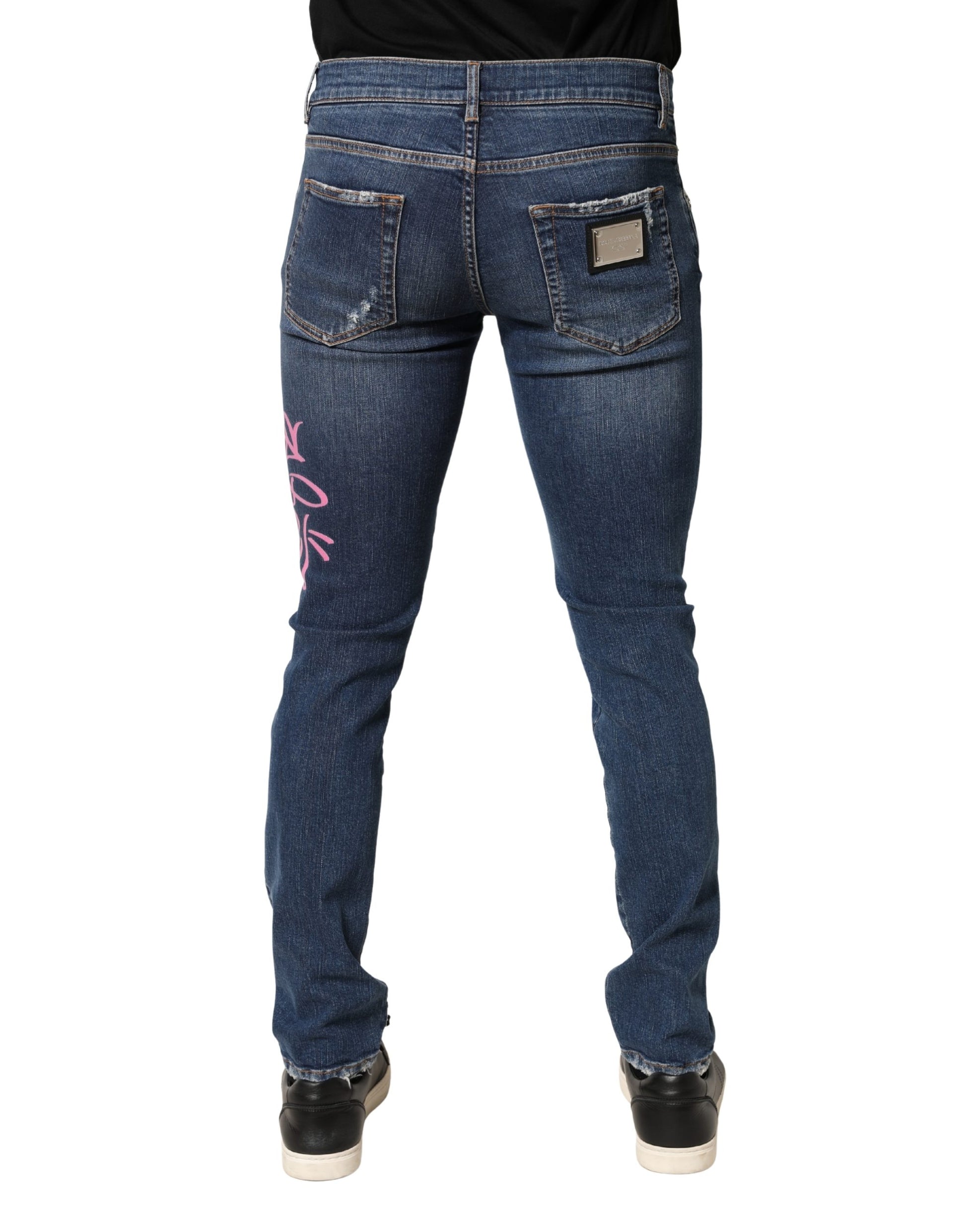 Dolce & Gabbana Blue Skinny Jeans for Men side view