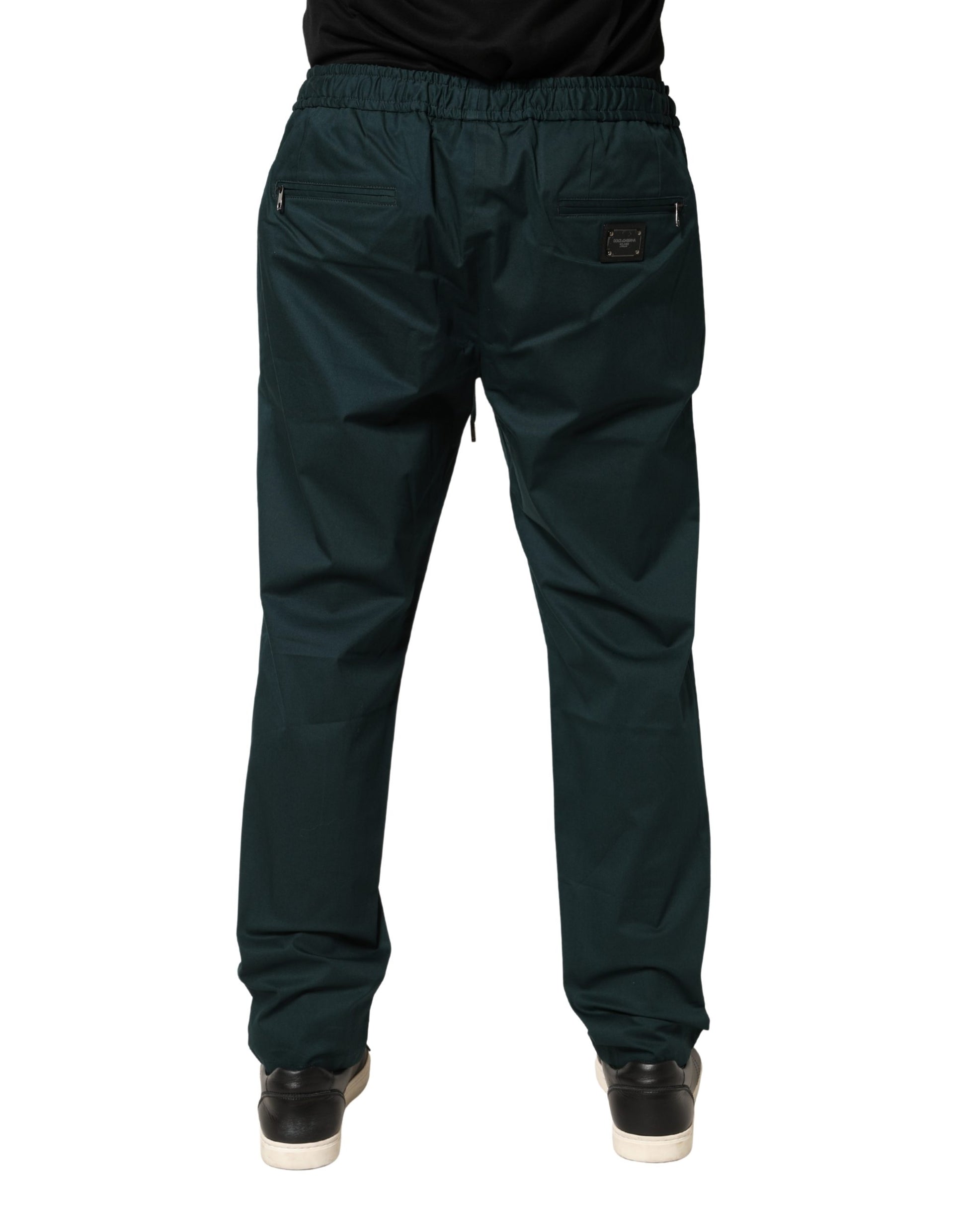 Pantalon de jogging fuselé vert en coton pour homme Dolce & Gabbana