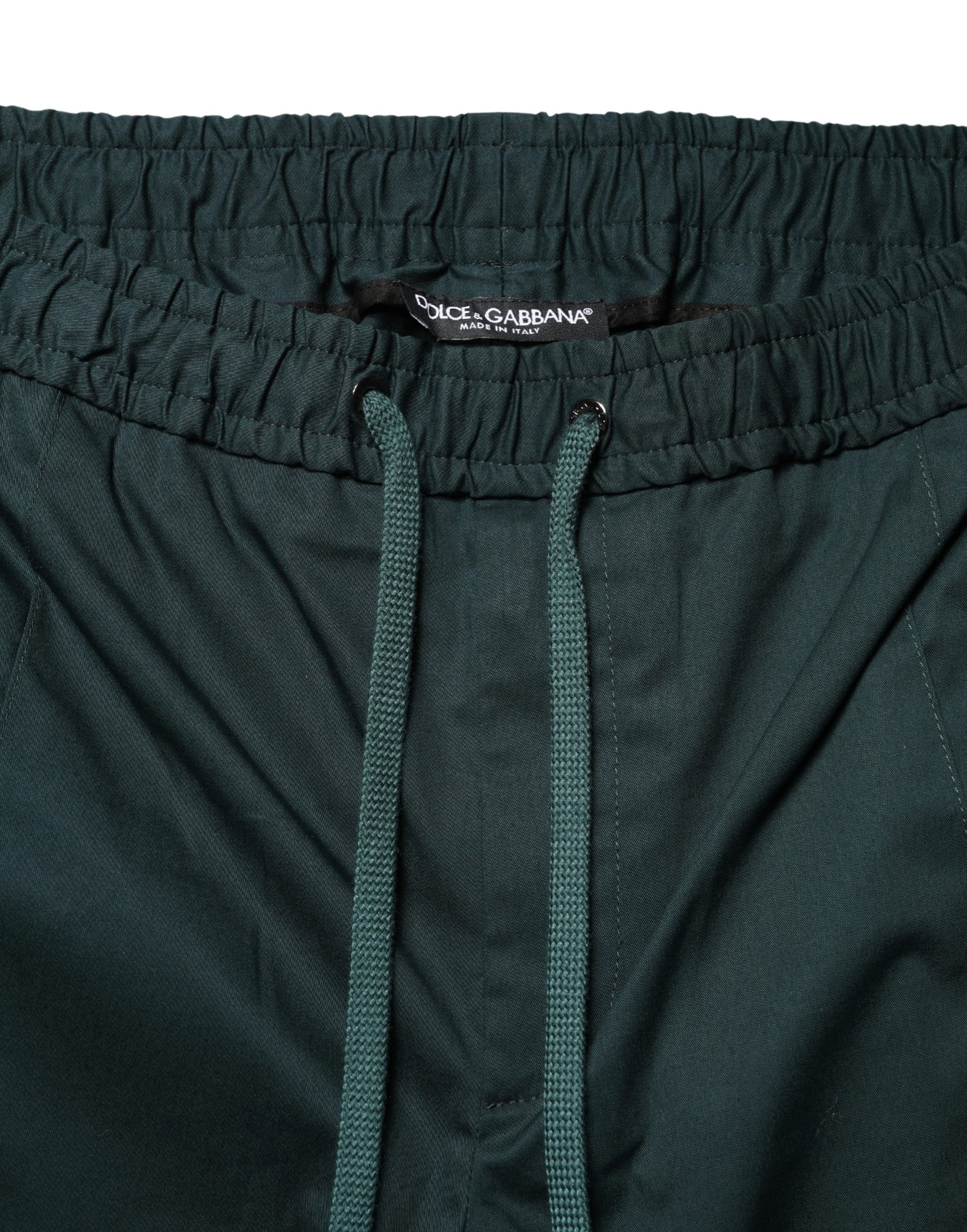 Pantalon de jogging fuselé vert en coton pour homme Dolce & Gabbana