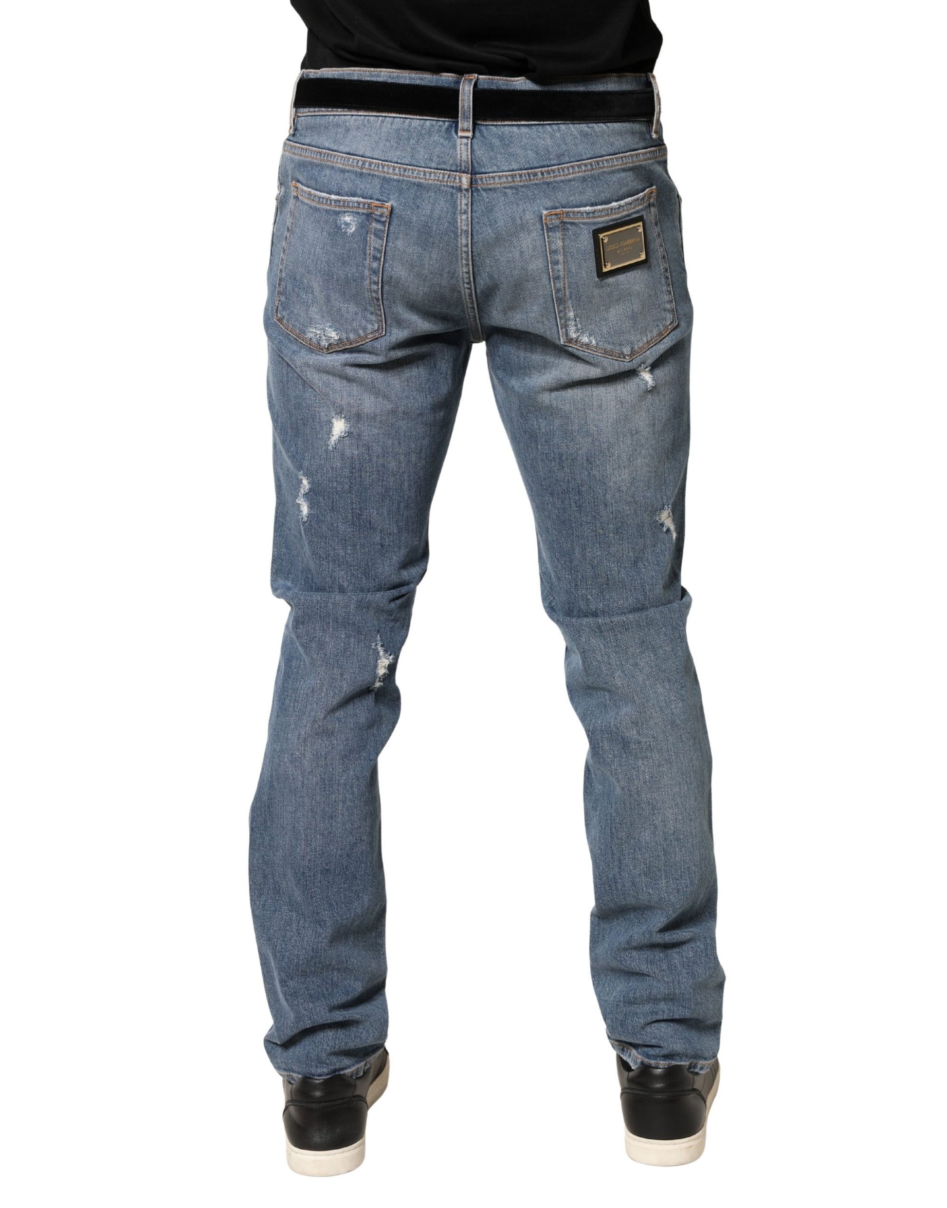 Dolce & Gabbana Blue Skinny Jeans for Men side view