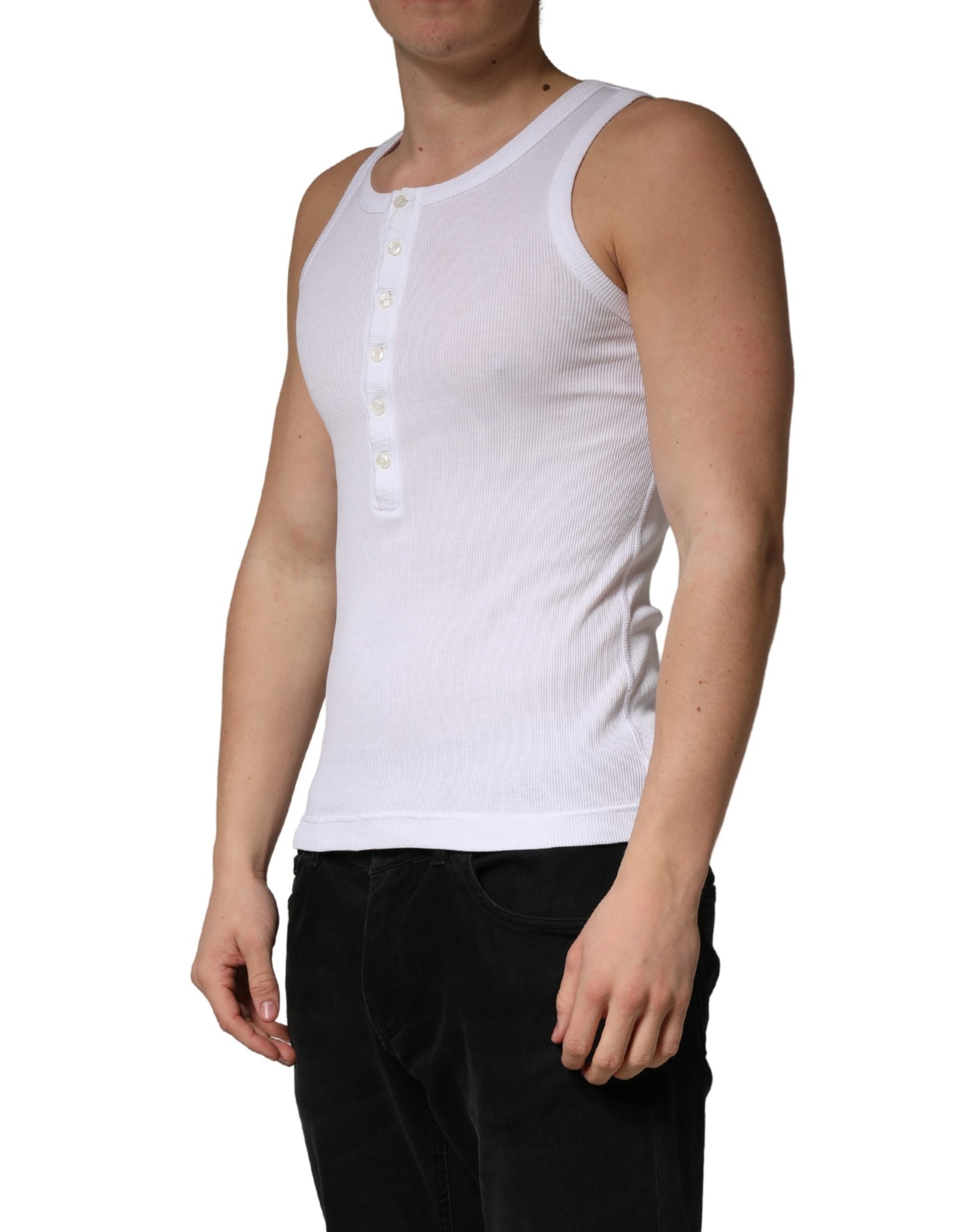 Dolce & Gabbana White Sleeveless T-Shirt for Men detail view
