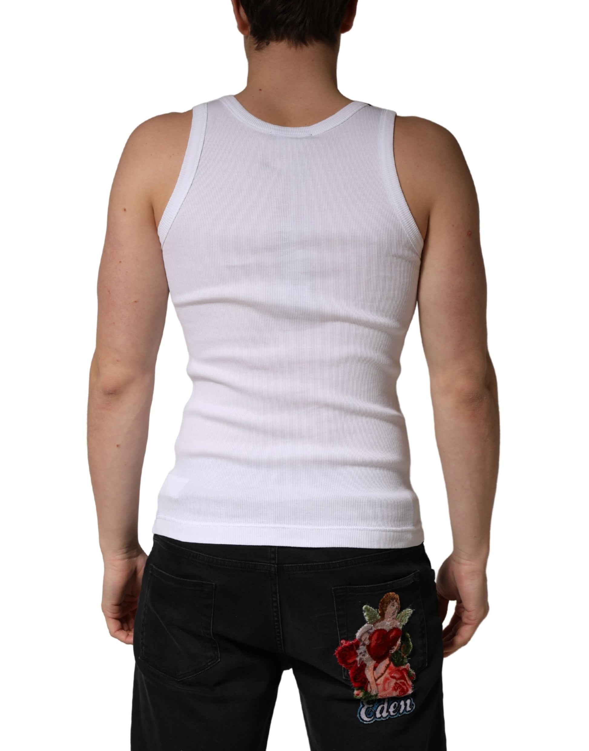 Dolce & Gabbana White Sleeveless T-Shirt for Men side view