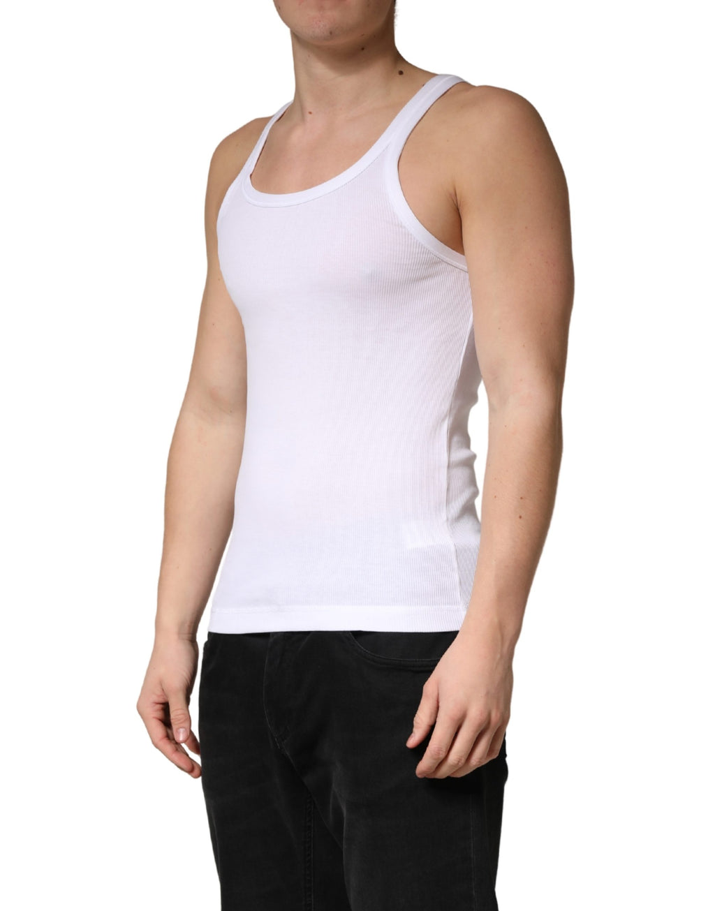 Dolce & Gabbana White Sleeveless T-Shirt for Men detail view