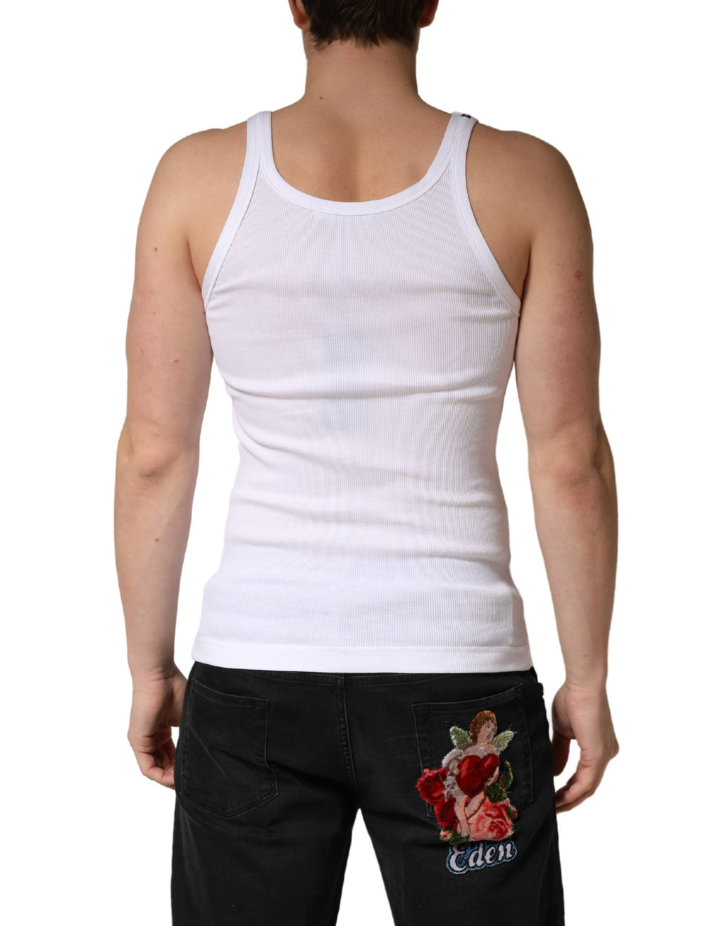 Dolce & Gabbana White Sleeveless T-Shirt for Men side view