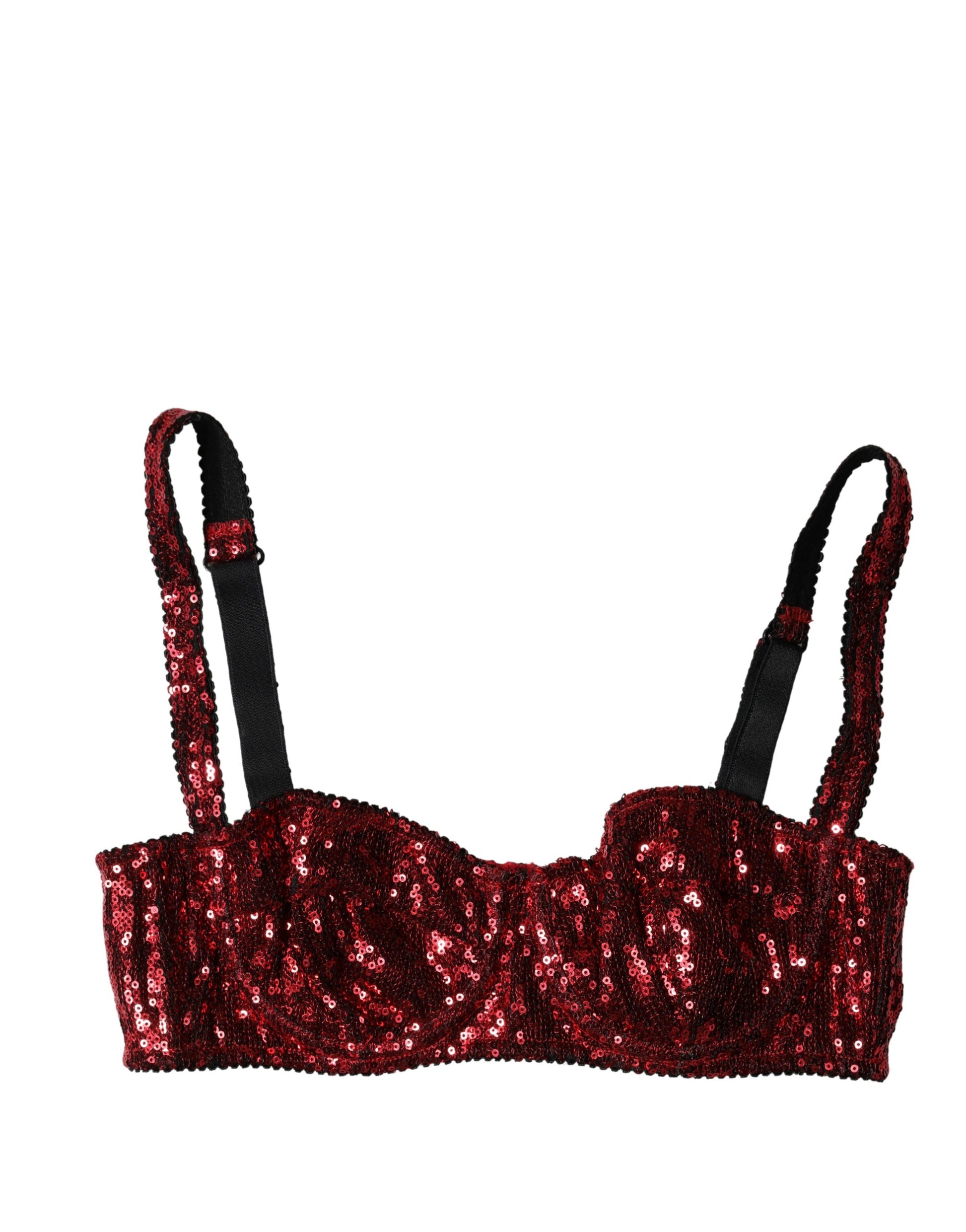 Soutien-gorge balconnet Dolce & Gabbana en nylon rouge à paillettes