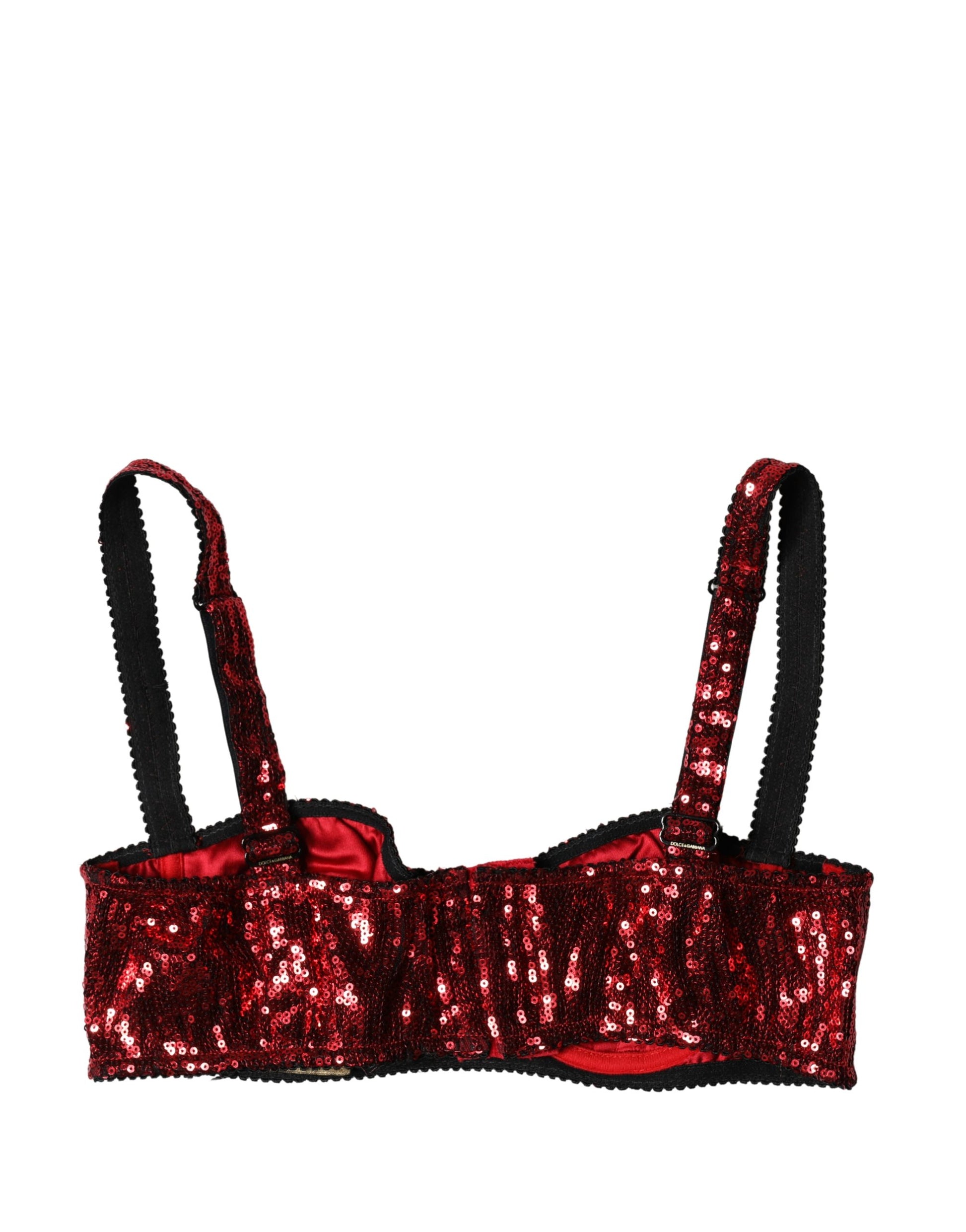 Soutien-gorge balconnet Dolce & Gabbana en nylon rouge à paillettes