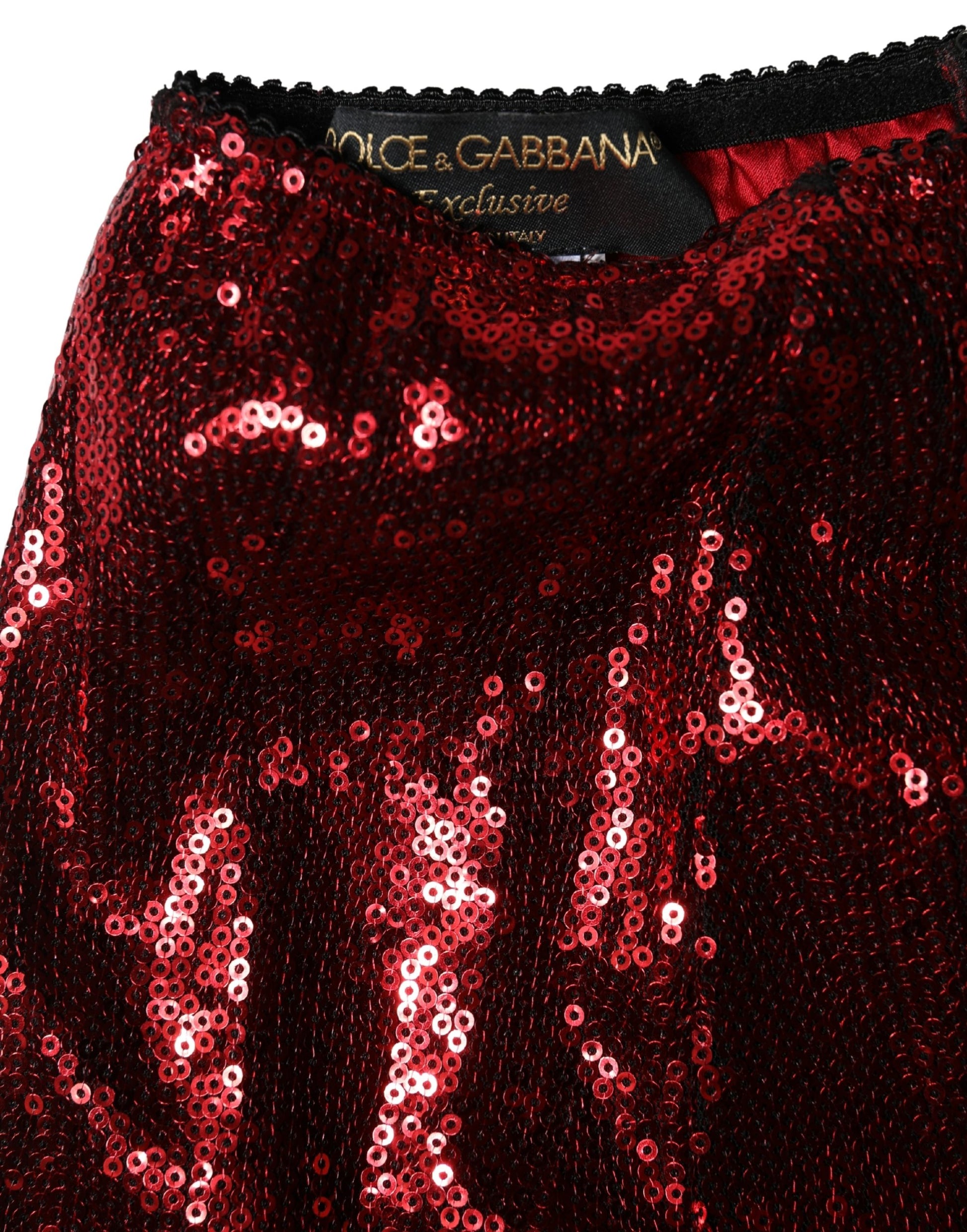 Sous-vêtement gaine taille haute Dolce & Gabbana rouge orné de sequins