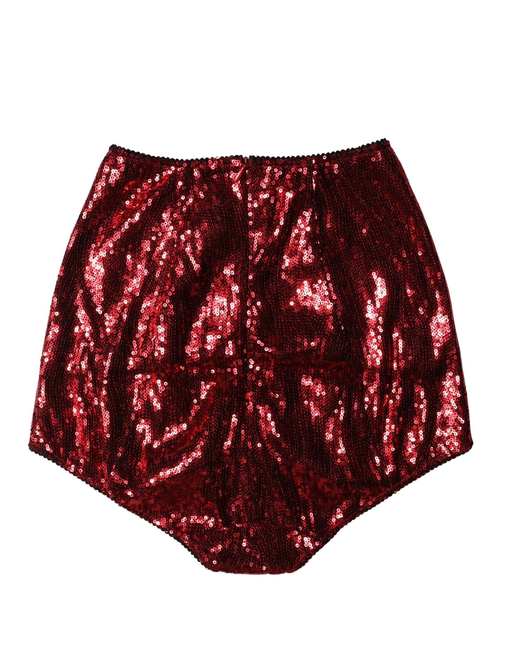 Sous-vêtement gaine taille haute Dolce & Gabbana rouge orné de sequins
