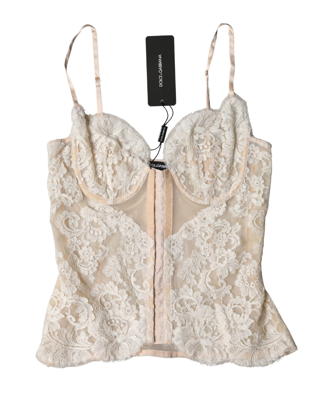 Sous-vêtement bustier en dentelle florale beige Dolce & Gabbana
