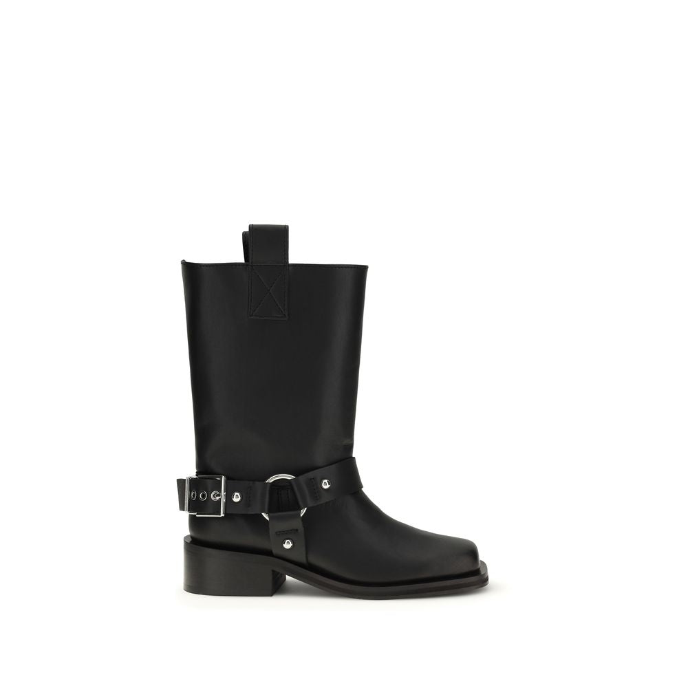 Bottes plates Ganni en cuir de veau noir Bos Taurus