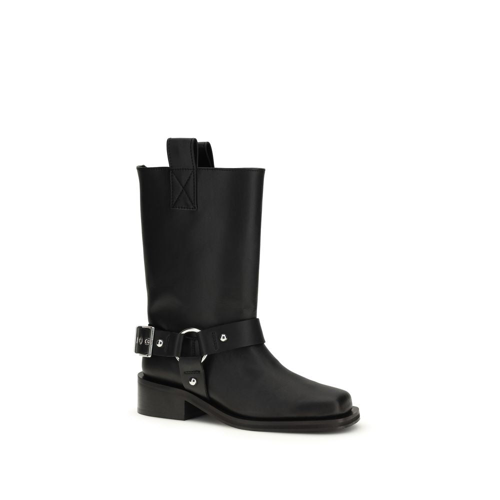 Bottes plates Ganni en cuir de veau noir Bos Taurus