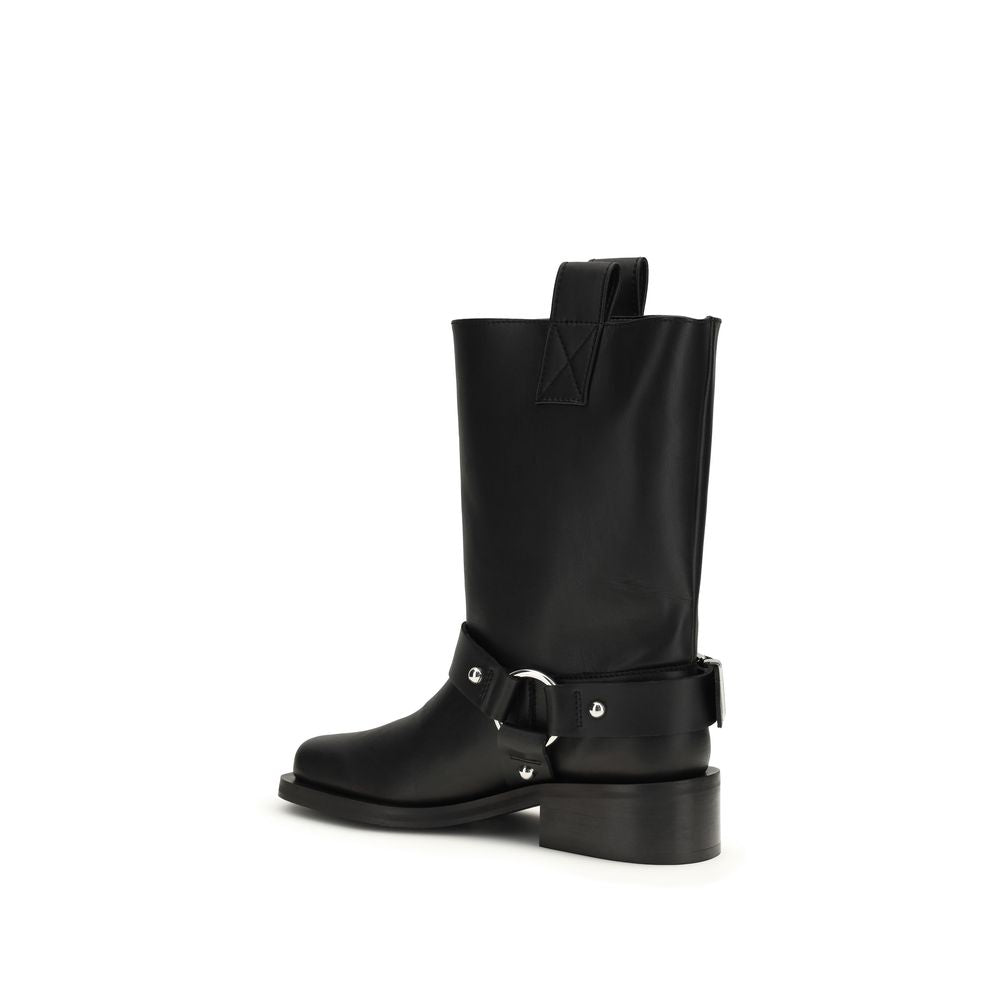 Bottes plates Ganni en cuir de veau noir Bos Taurus