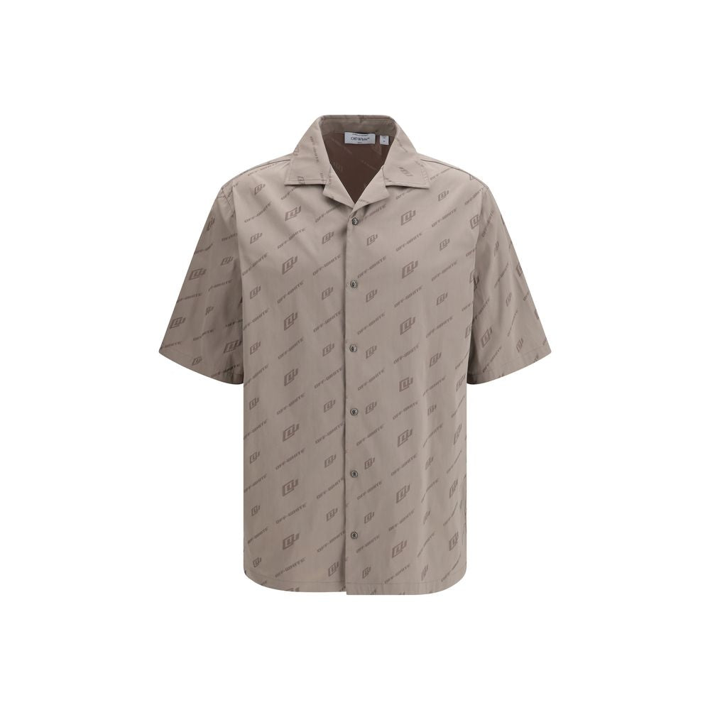 Chemise à manches courtes en viscose beige Off-White