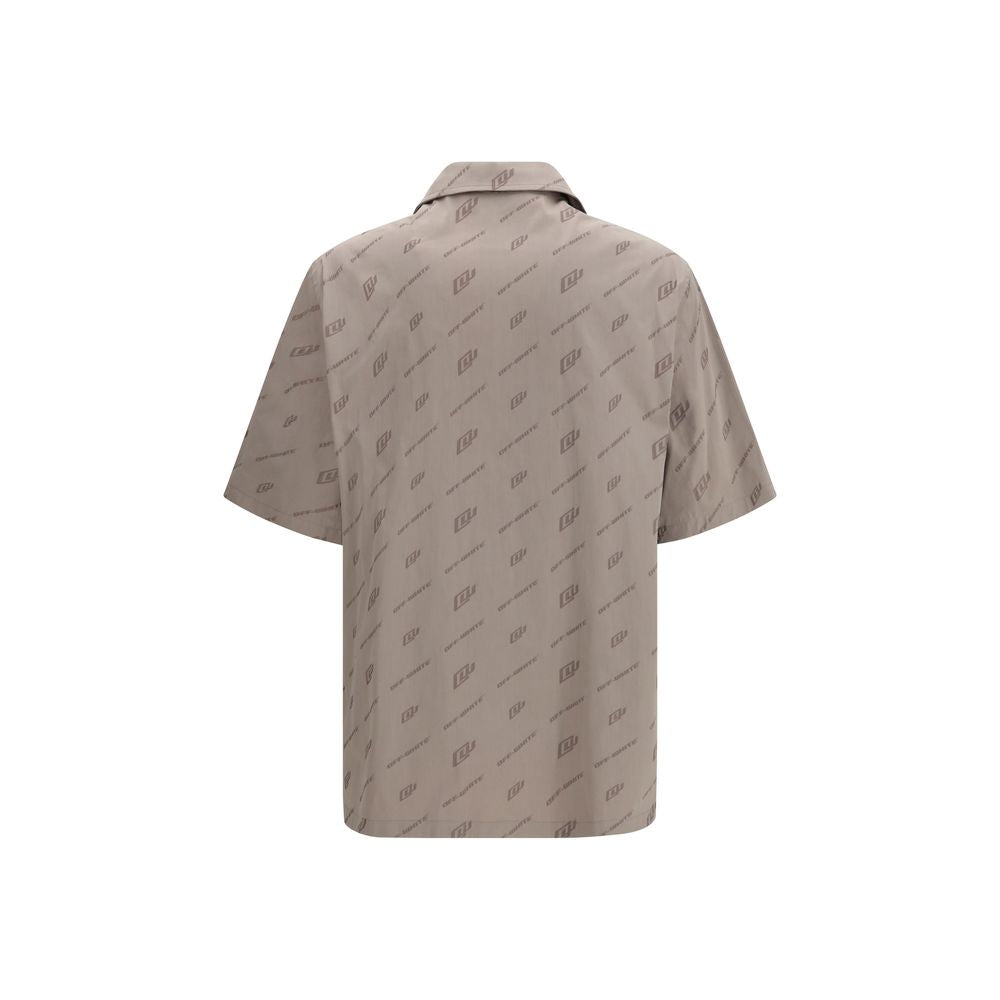 Chemise à manches courtes en viscose beige Off-White