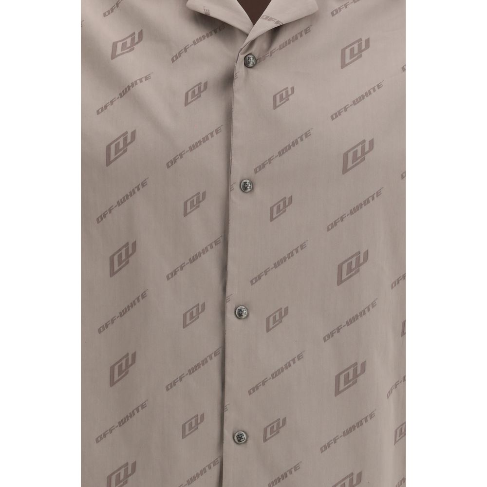 Chemise à manches courtes en viscose beige Off-White