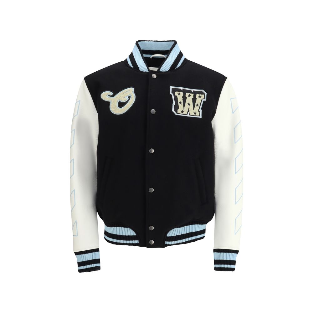 Bomber Off-White en laine noire Oves Aries