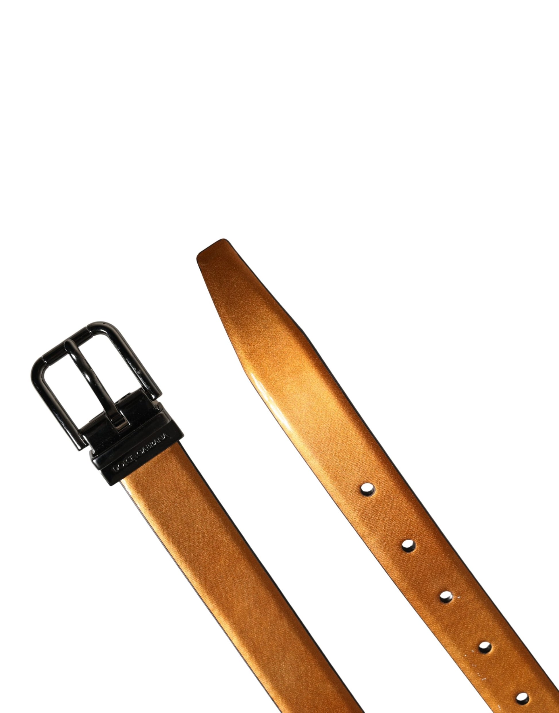 Dolce & Gabbana Ceinture Homme Classique en Cuir Marron à Boucle Métallique