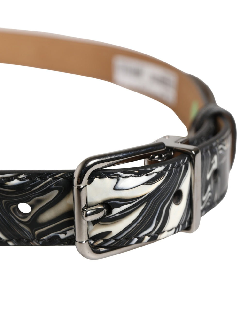 Ceinture Dolce & Gabbana pour homme en marbre noir, cuir et boucle en métal