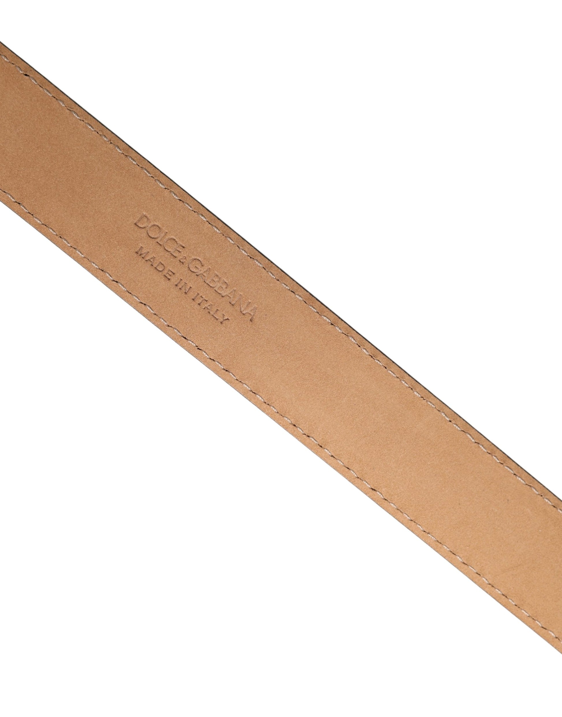 Ceinture Dolce & Gabbana pour homme en marbre noir, cuir et boucle en métal