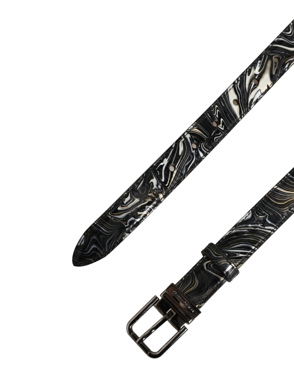 Ceinture Dolce & Gabbana pour homme en marbre noir, cuir et boucle en métal