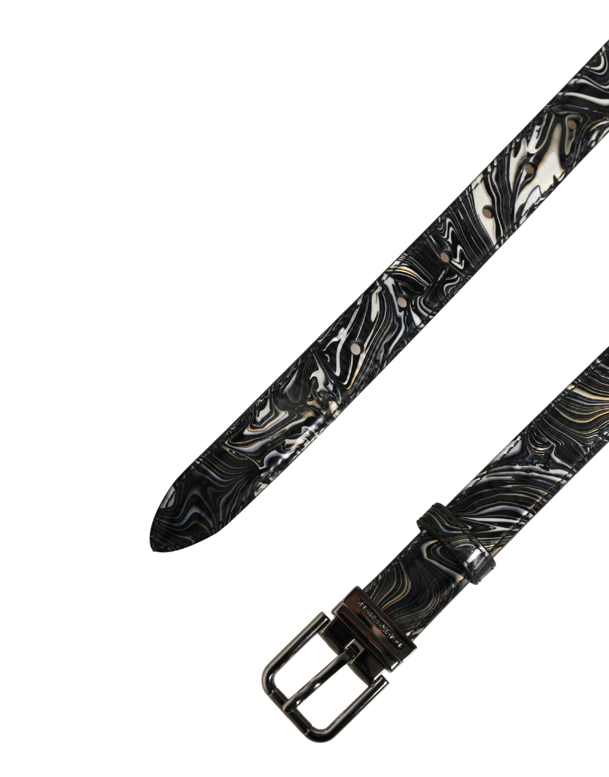Ceinture Dolce & Gabbana pour homme en marbre noir, cuir et boucle en métal