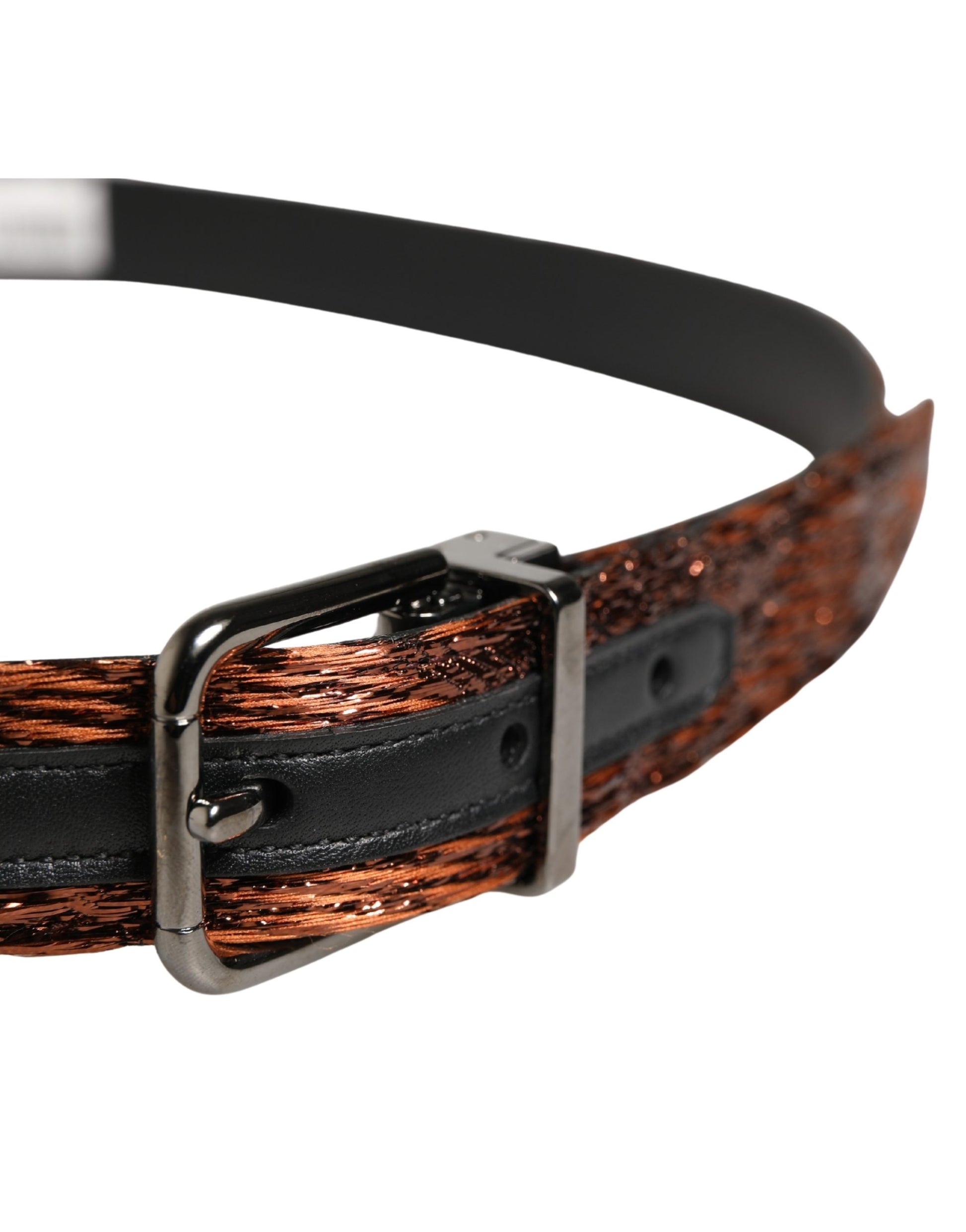 Ceinture classique Dolce & Gabbana pour homme en polyester marron avec boucle en métal
