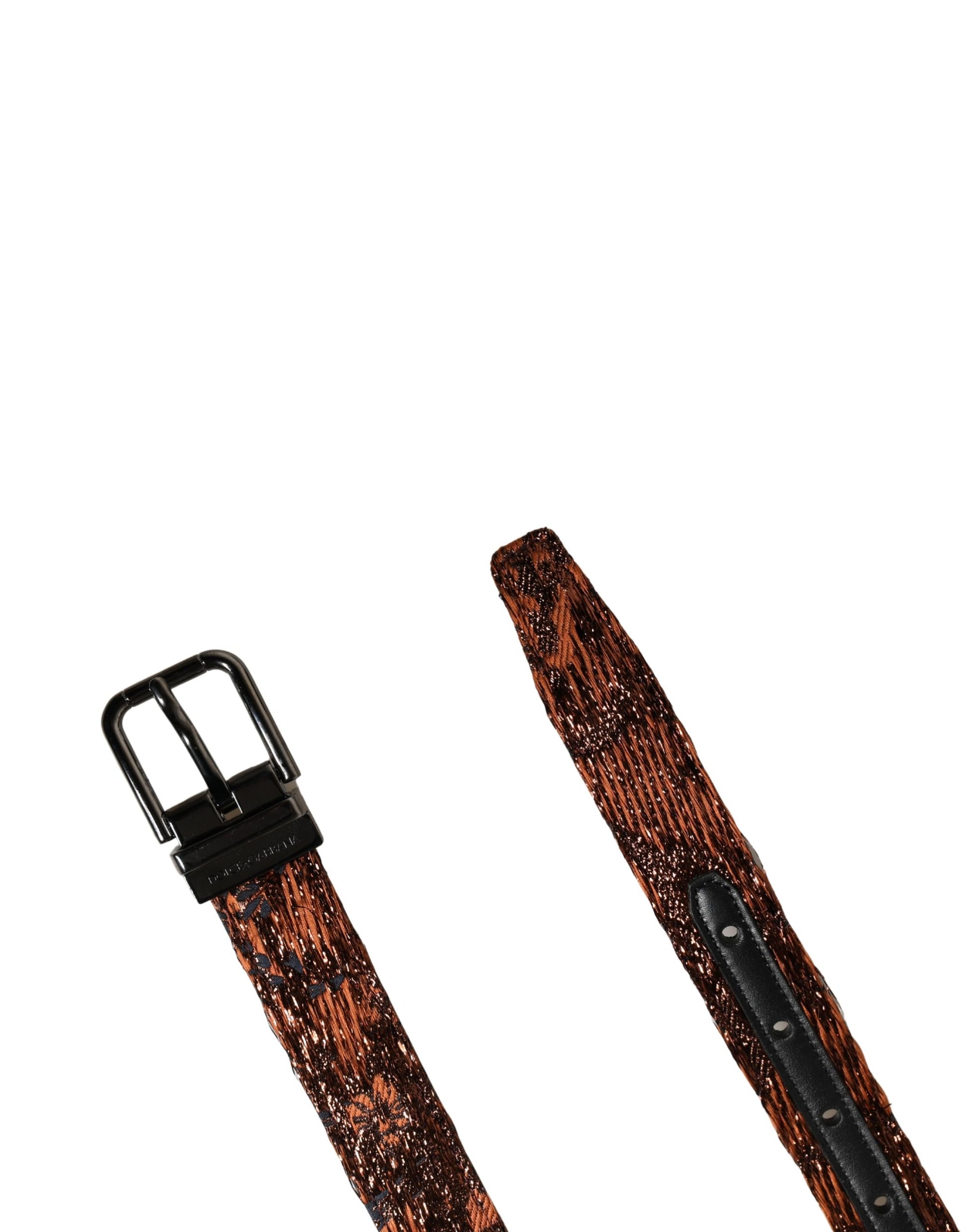Ceinture classique Dolce & Gabbana pour homme en polyester marron avec boucle en métal