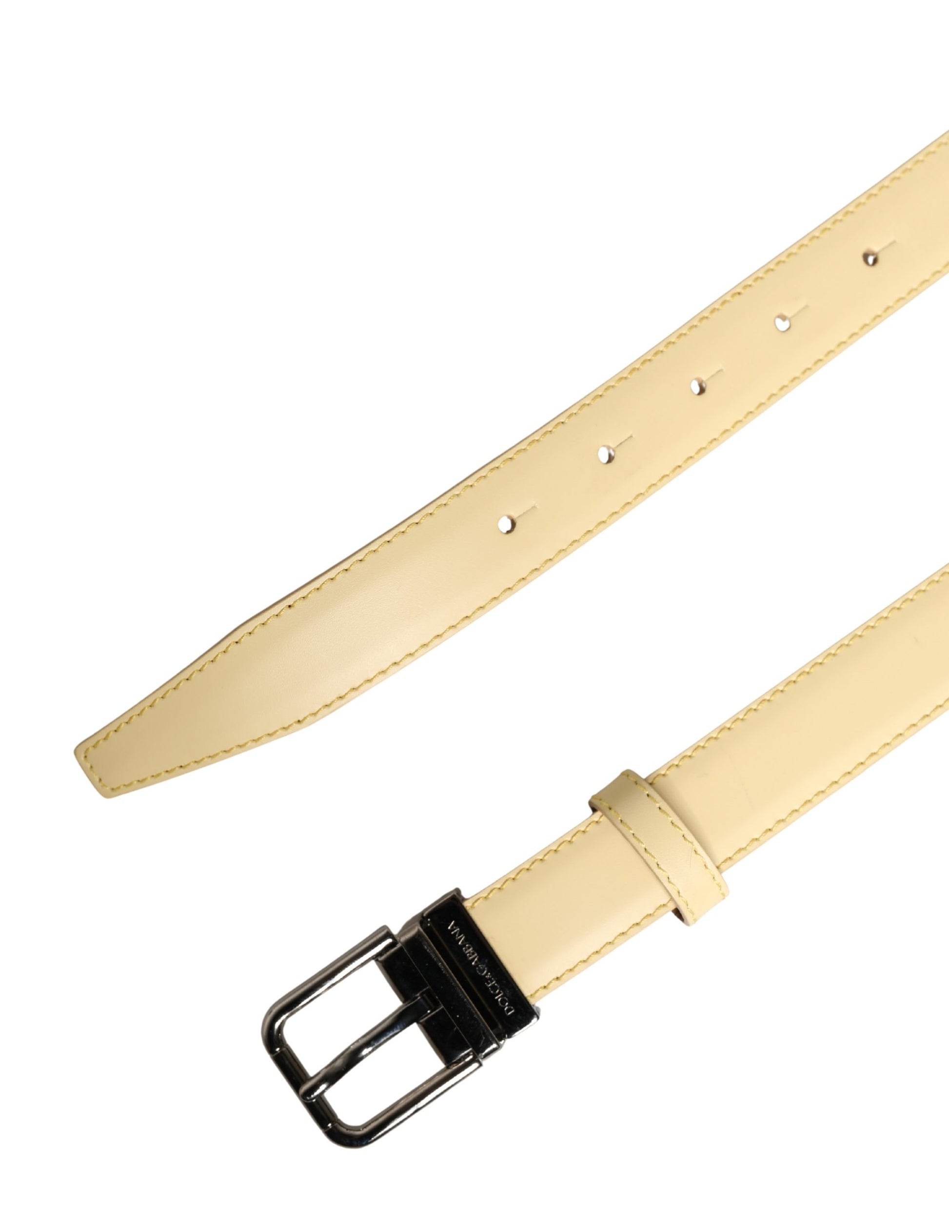 Ceinture en cuir jaune classique avec boucle en métal Dolce & Gabbana pour homme