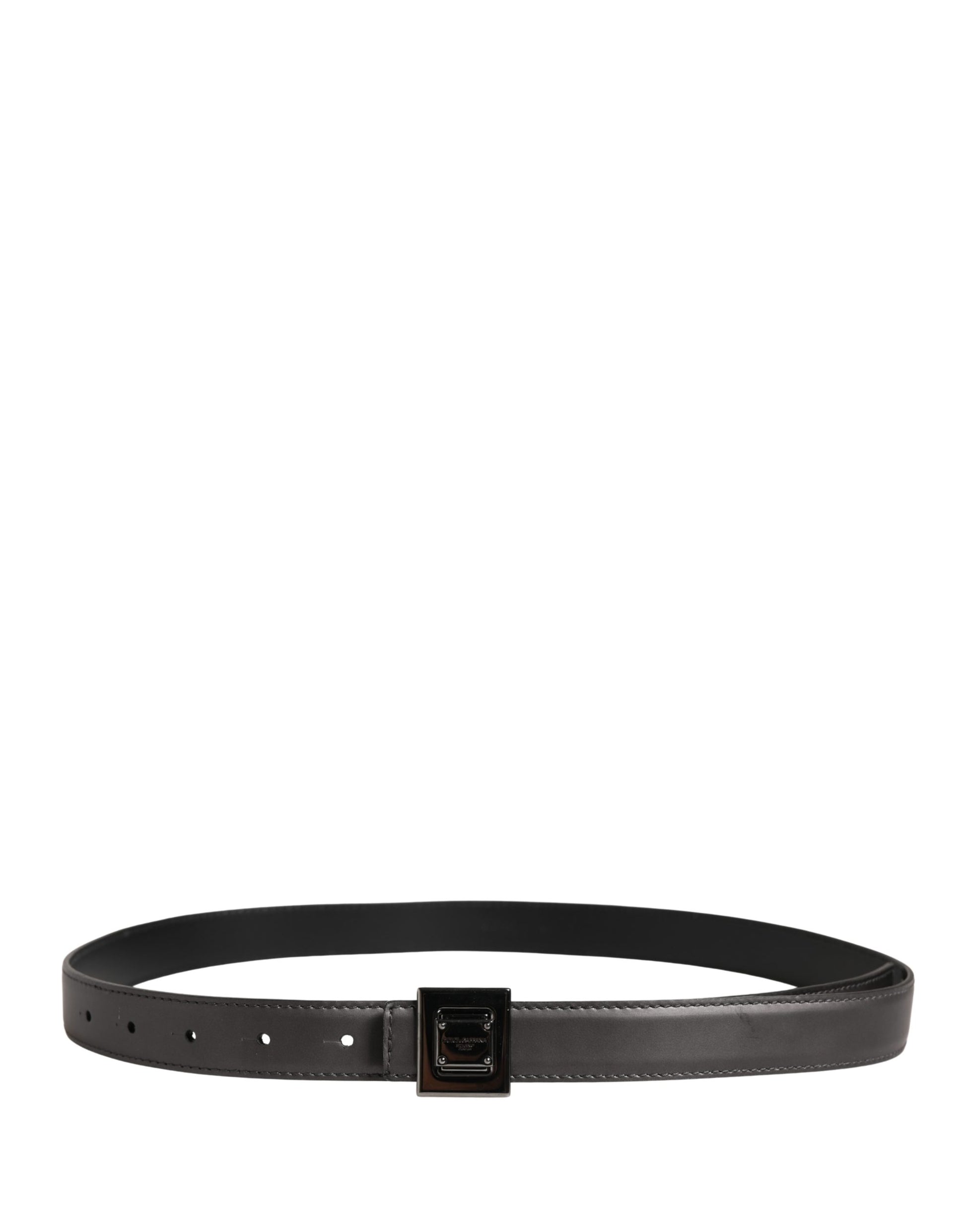 Ceinture classique en cuir à boucle carrée argentée Dolce & Gabbana pour homme