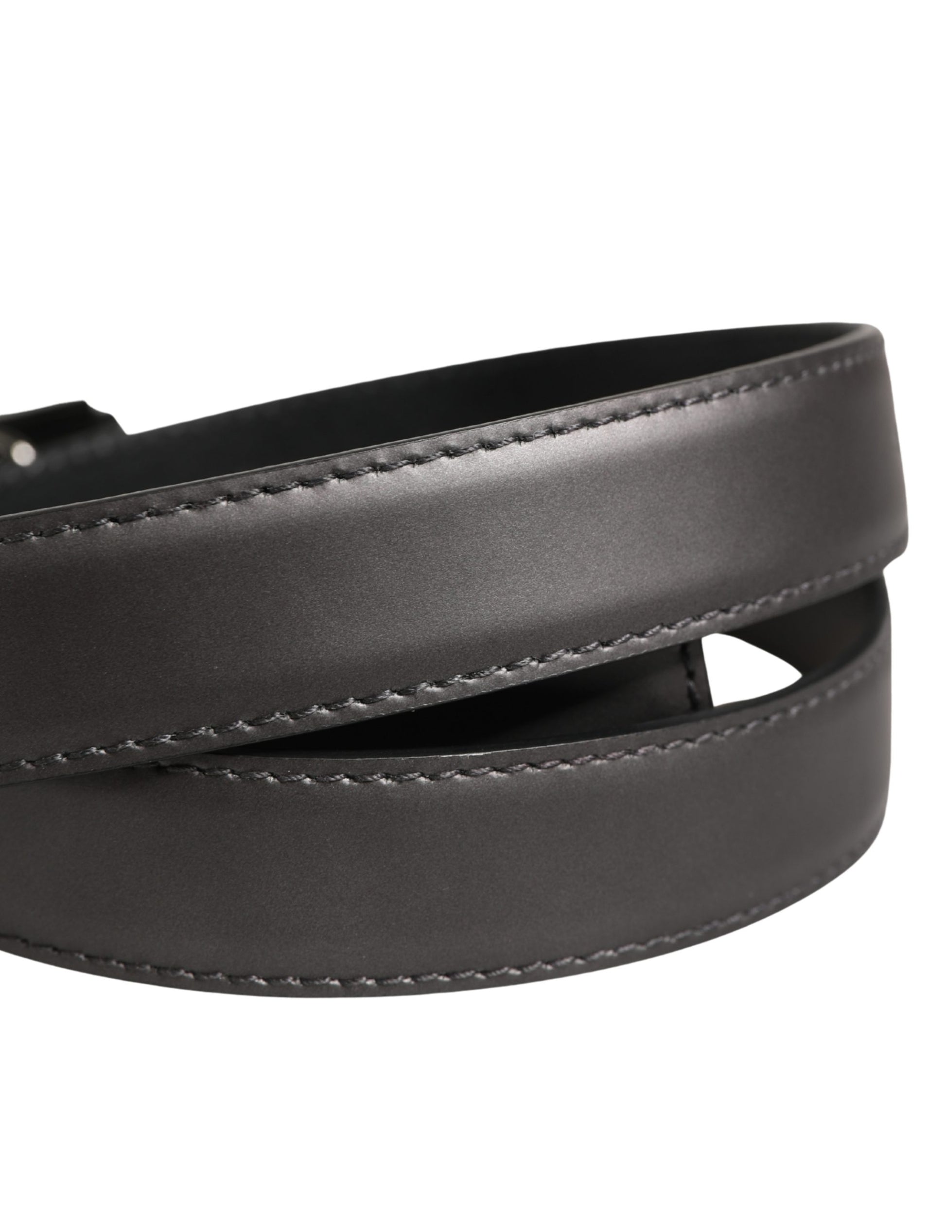 Ceinture classique en cuir à boucle carrée argentée Dolce & Gabbana pour homme