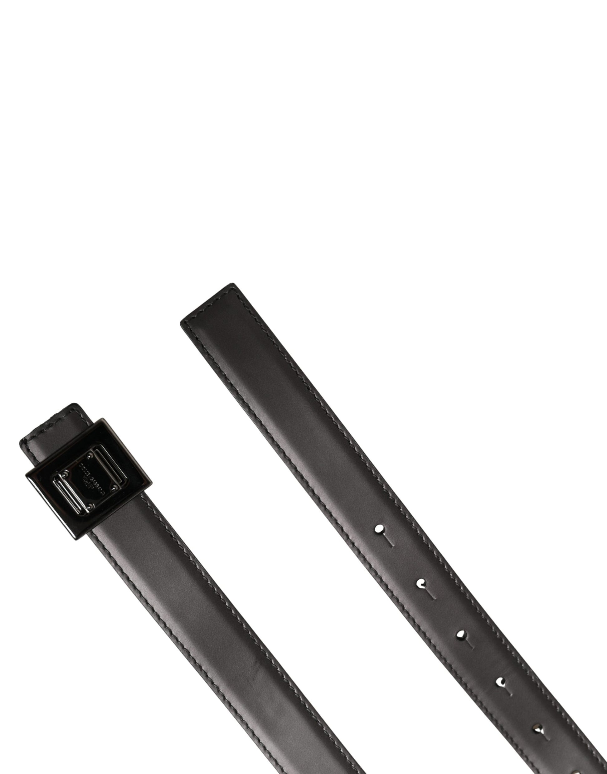 Ceinture classique en cuir à boucle carrée argentée Dolce & Gabbana pour homme