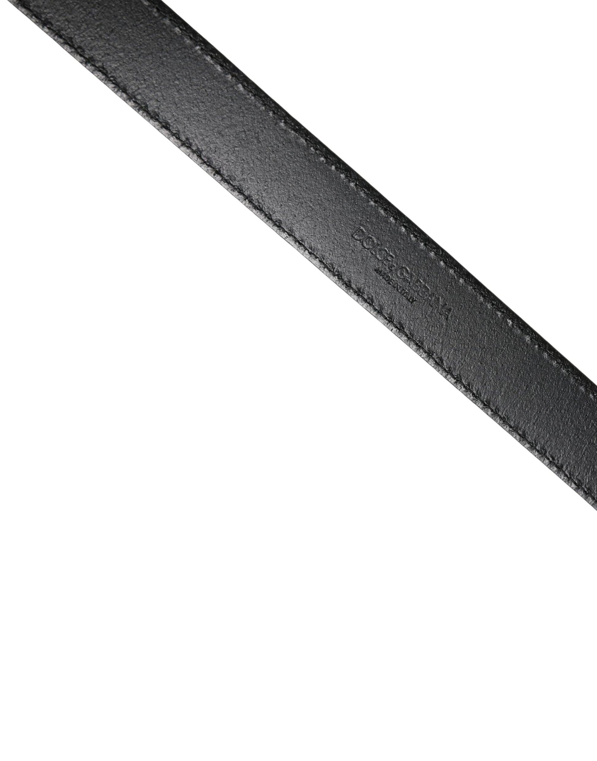 Ceinture Dolce & Gabbana en cuir noir classique avec boucle carrée pour homme