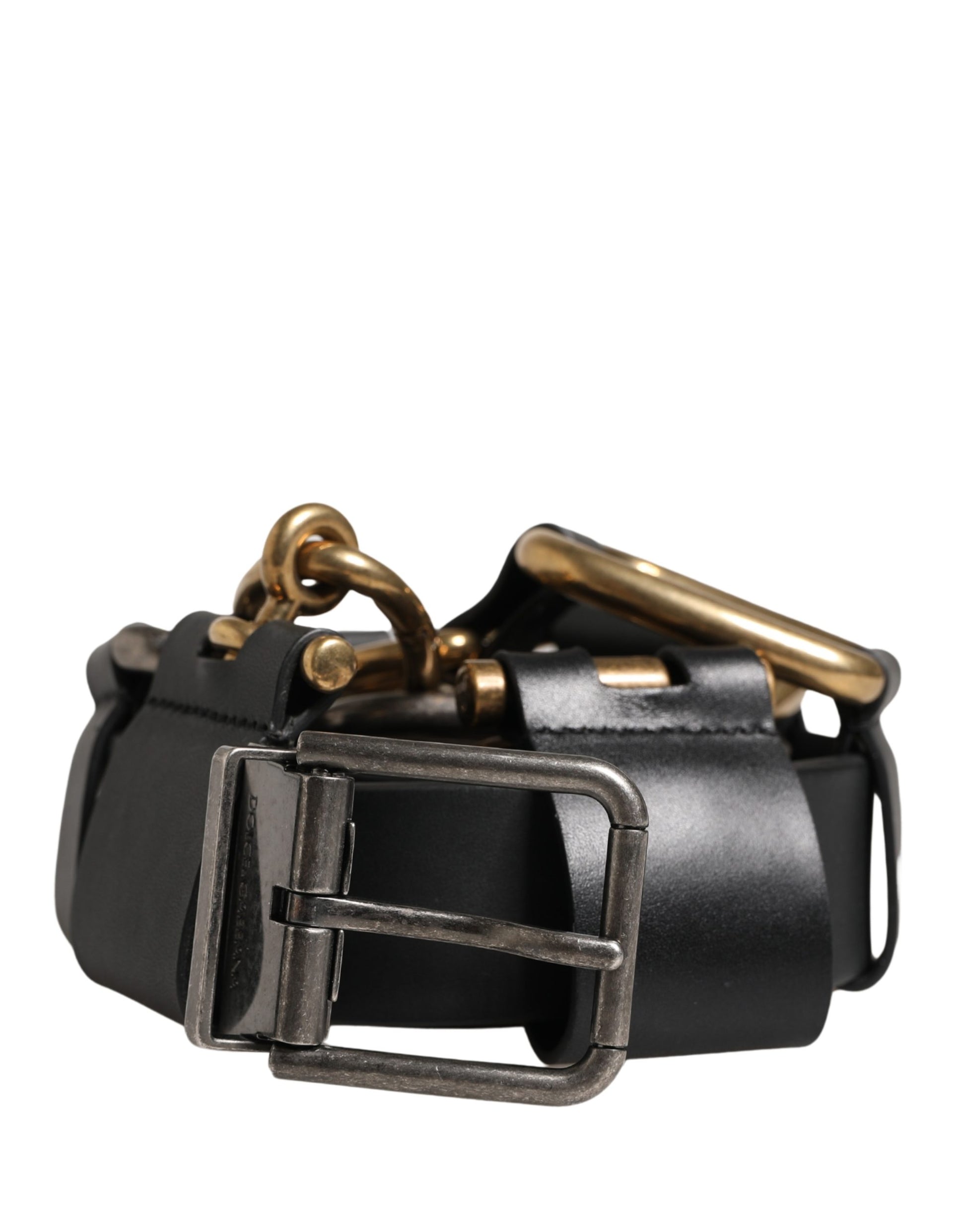 Ceinture Dolce & Gabbana pour homme en cuir noir avec boucle en métal