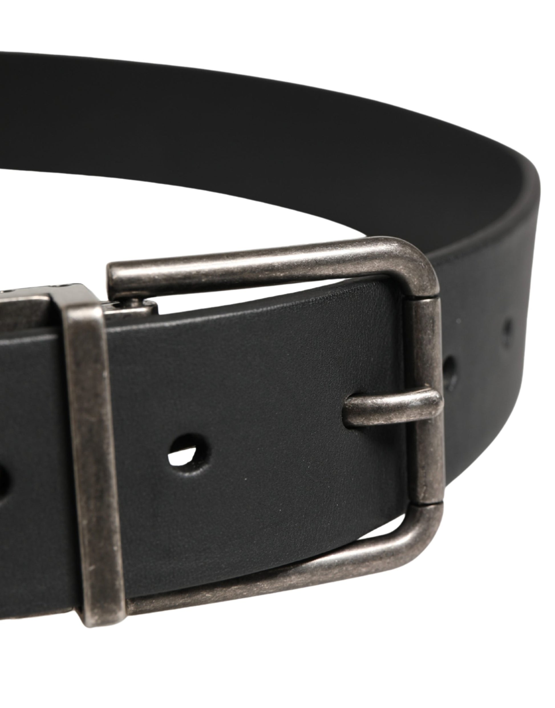 Ceinture Dolce & Gabbana pour homme en cuir noir avec boucle en métal
