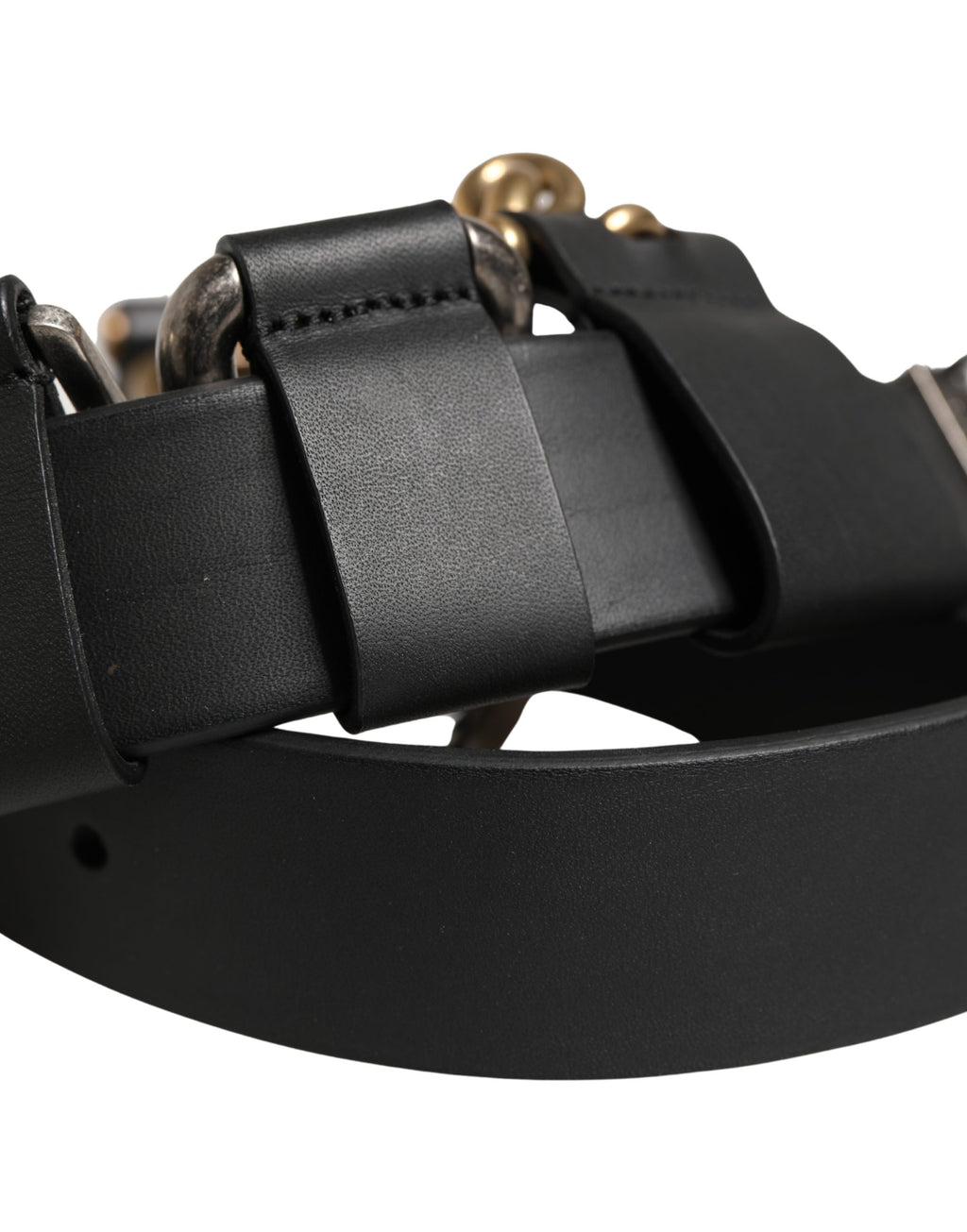 Ceinture Dolce & Gabbana pour homme en cuir noir avec boucle en métal