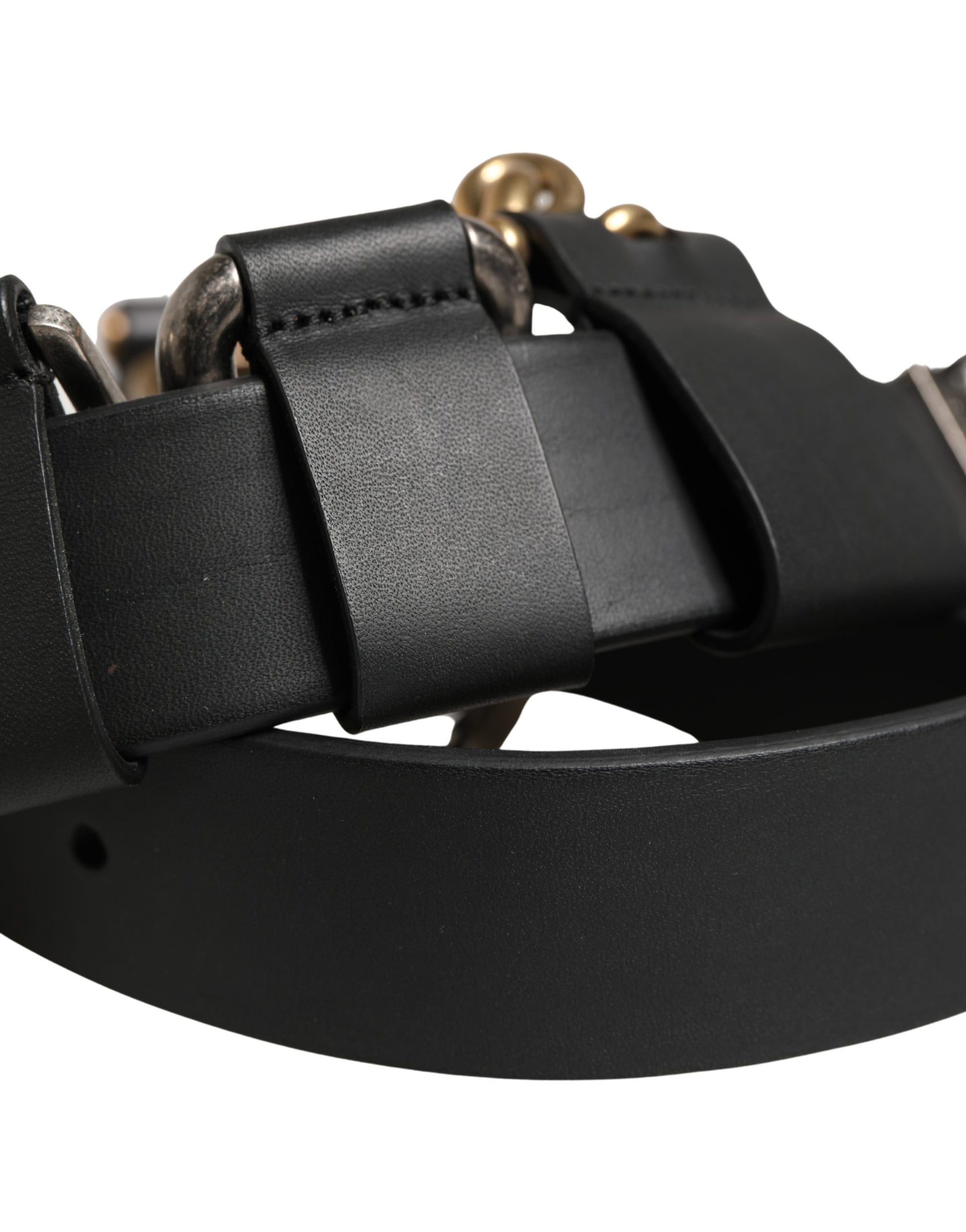 Ceinture Dolce & Gabbana pour homme en cuir noir avec boucle en métal