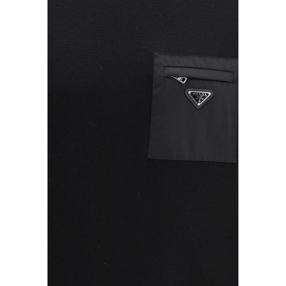 Sweat-shirt en molleton de laine noir Prada