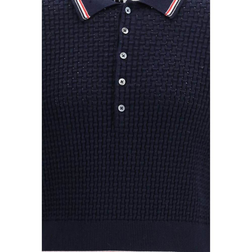 Thom Browne Blue Polo Shirt for Men detail view